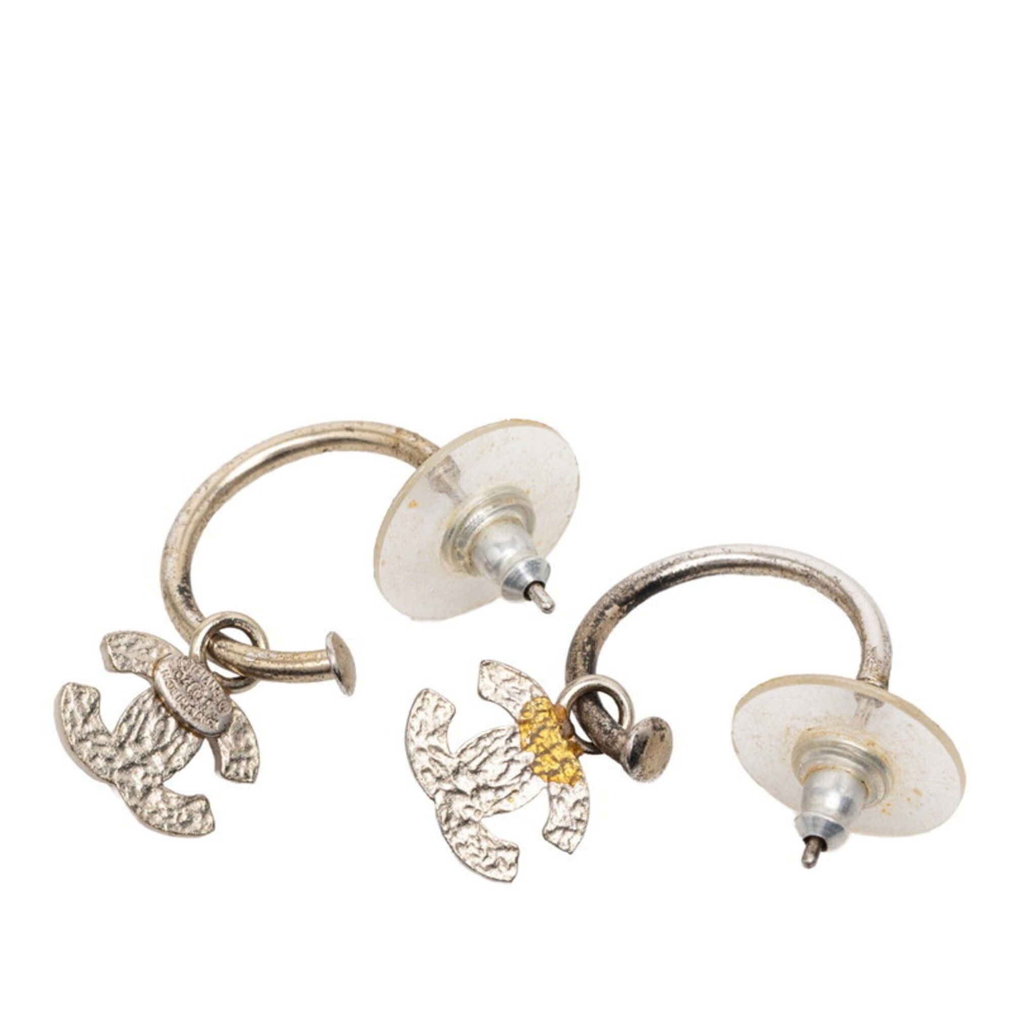 Chanel Chanel Coco Mark Earrings, Silver and Pink Metal, Women's CHANEL Size ONE SIZE - 2 Thumbnail