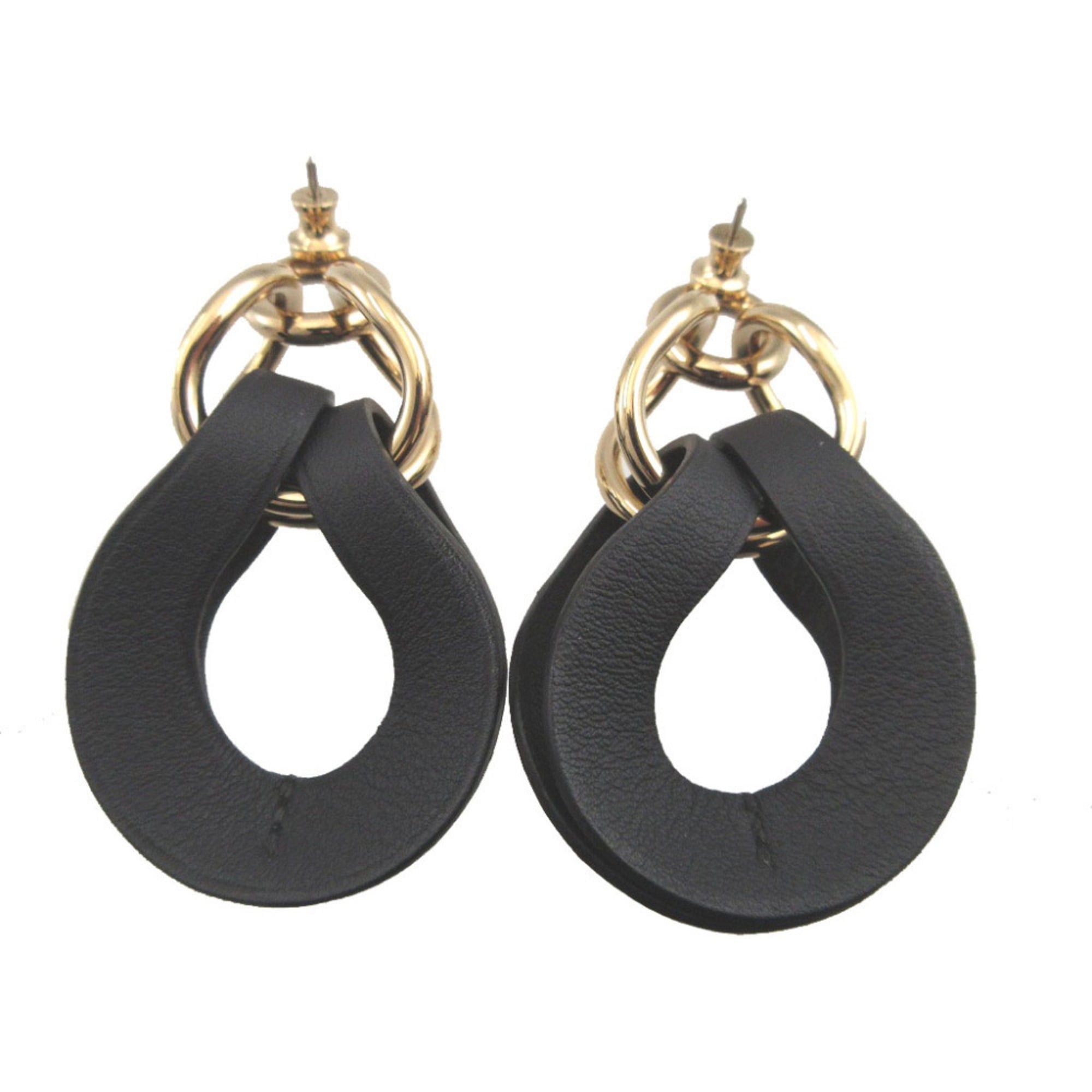 Hermes Like New Hermes Villevolte GM Leather Blue Indigo Earrings 0212HERMES Size ONE SIZE - 3 Thumbnail