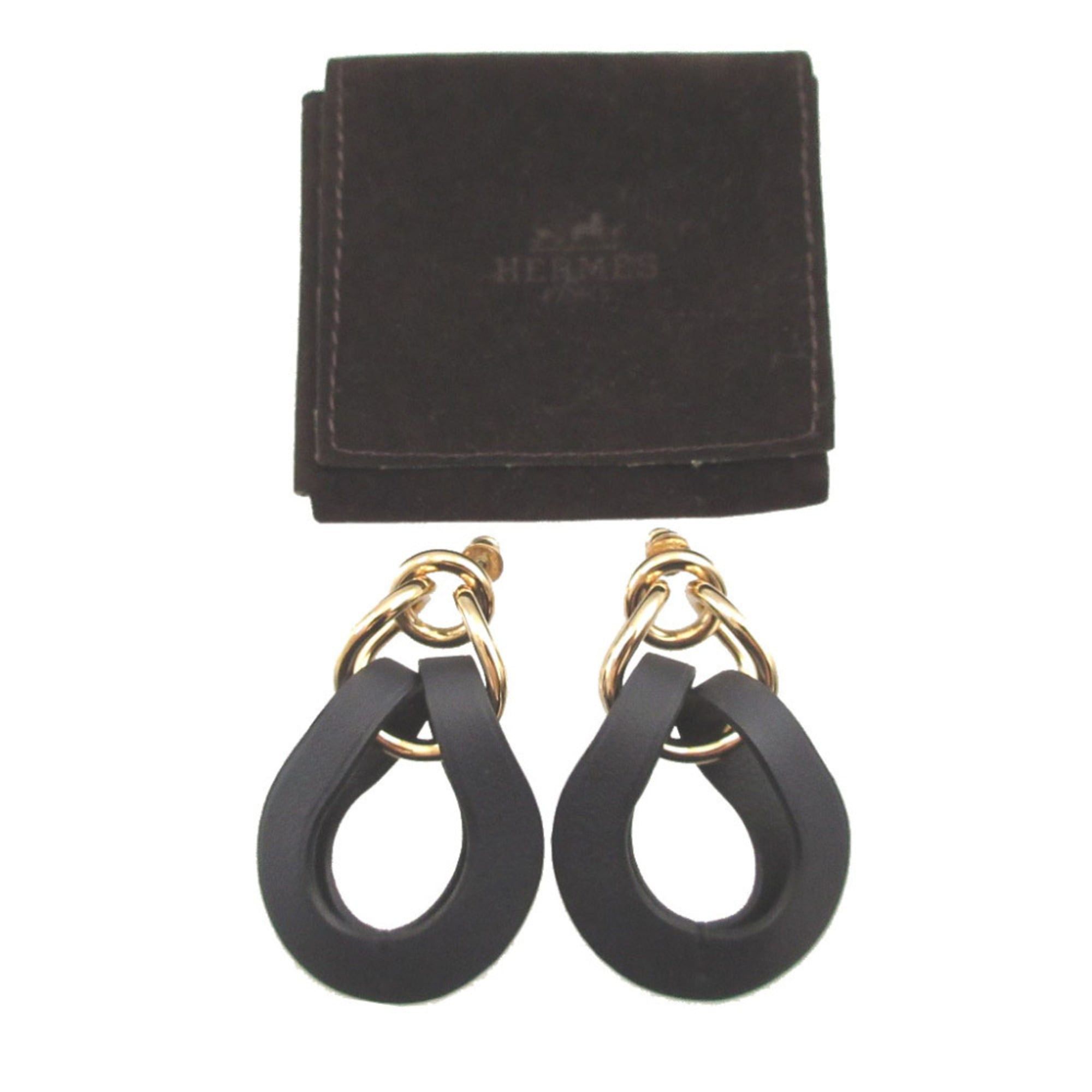 Hermes Like New Hermes Villevolte GM Leather Blue Indigo Earrings 0212HERMES Size ONE SIZE - 2 Thumbnail