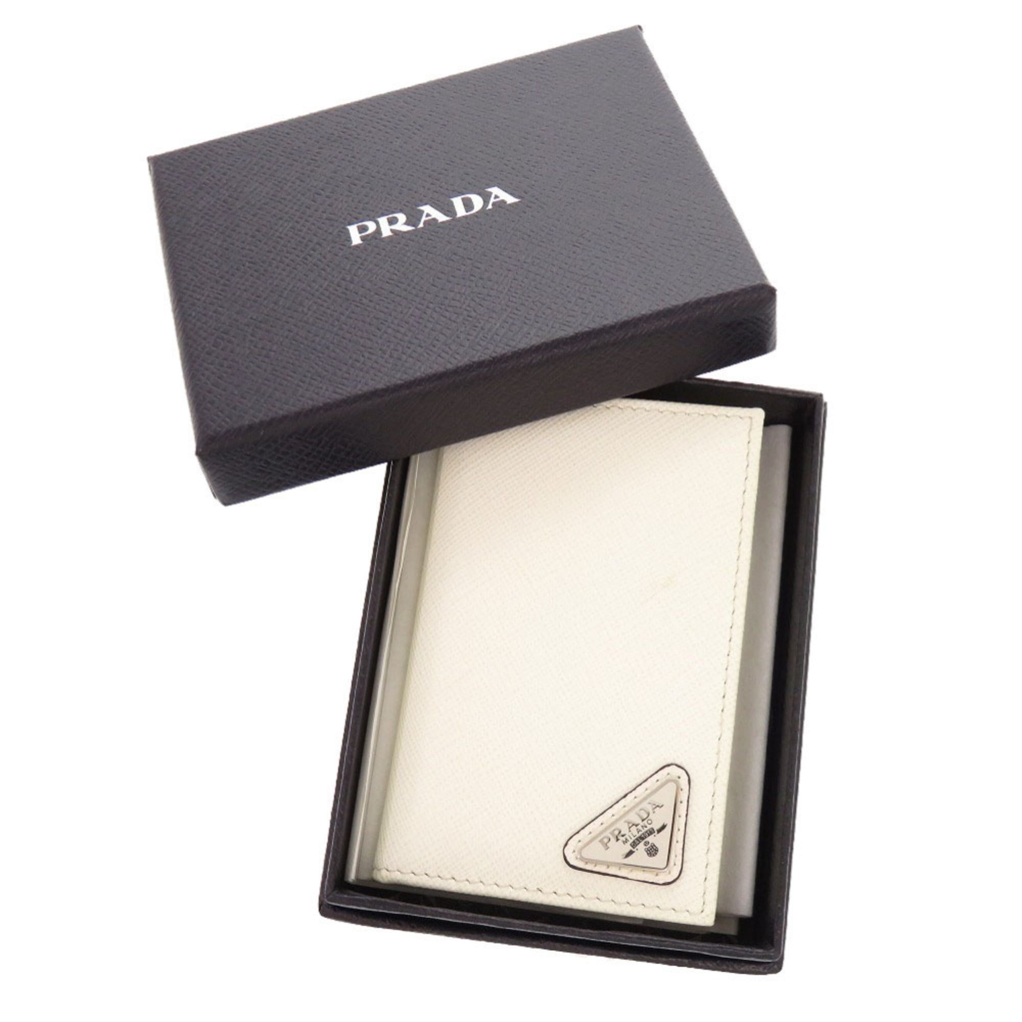Prada Excellent condition Prada Saffiano Triangle White Business Card Holder/Card Case 1677PRADA Size ONE SIZE - 2 Thumbnail