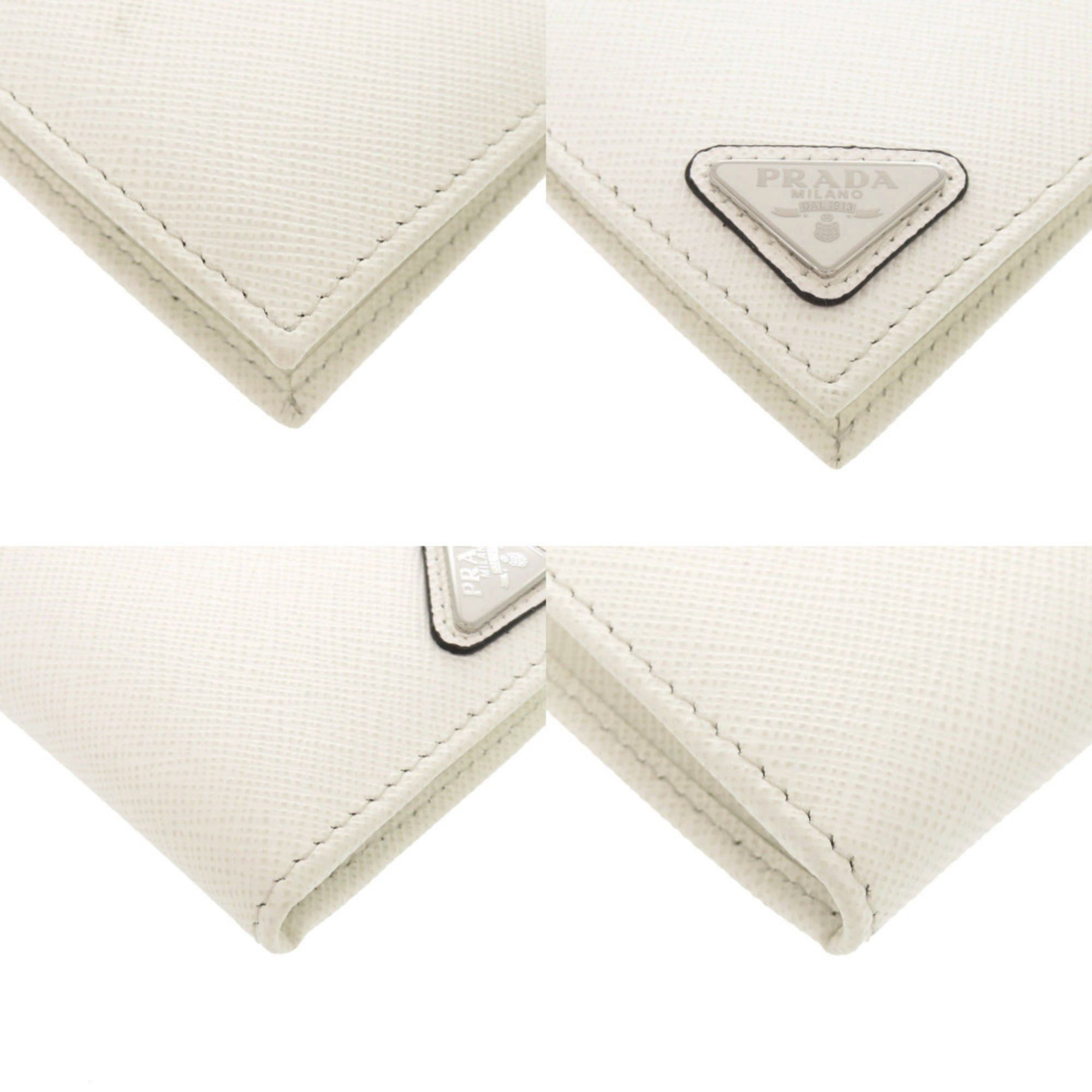Prada Excellent condition Prada Saffiano Triangle White Business Card Holder/Card Case 1677PRADA Size ONE SIZE - 4 Thumbnail