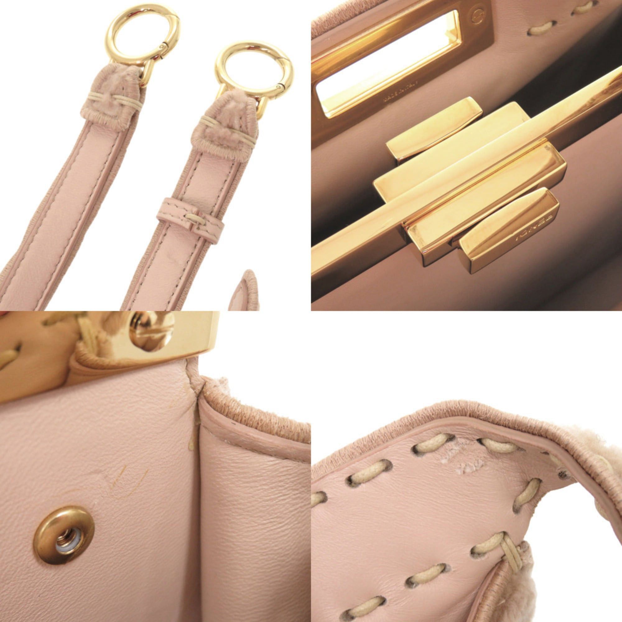 Fendi Excellent condition Fendi Peekaboo I.U. Medium 8BN321 Shearling Pink 2-way Handbag 0341FENDI Size ONE SIZE - 9 Thumbnail
