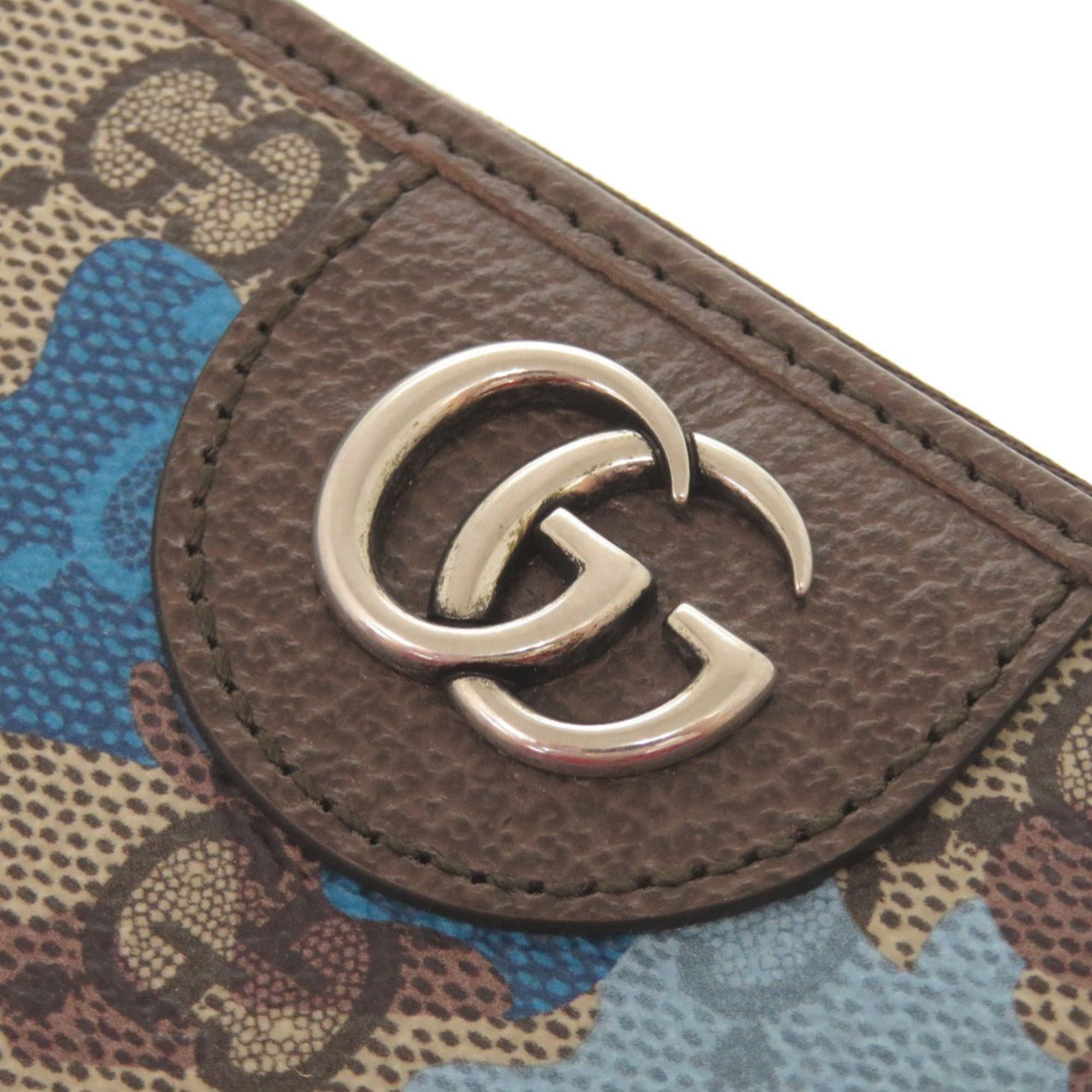 Gucci Like New Gucci GG Camouflage Pattern 834694 Blue Beige Round Zip Long Wallet 1084GUCCI Size ONE SIZE - 8 Thumbnail