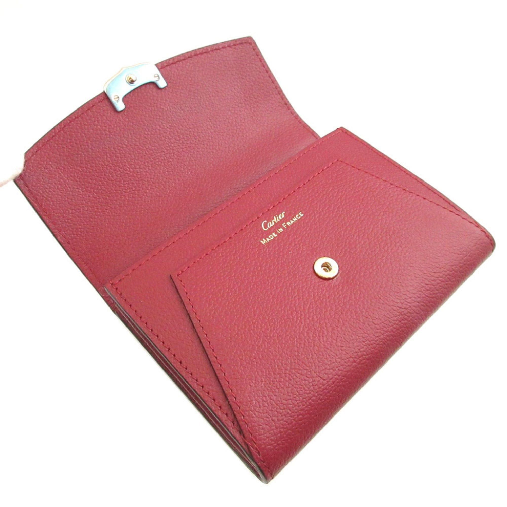Cartier Like New Cartier C de Leather Bordeaux Purple Compact Wallet 0510Cartier Size ONE SIZE - 5 Thumbnail