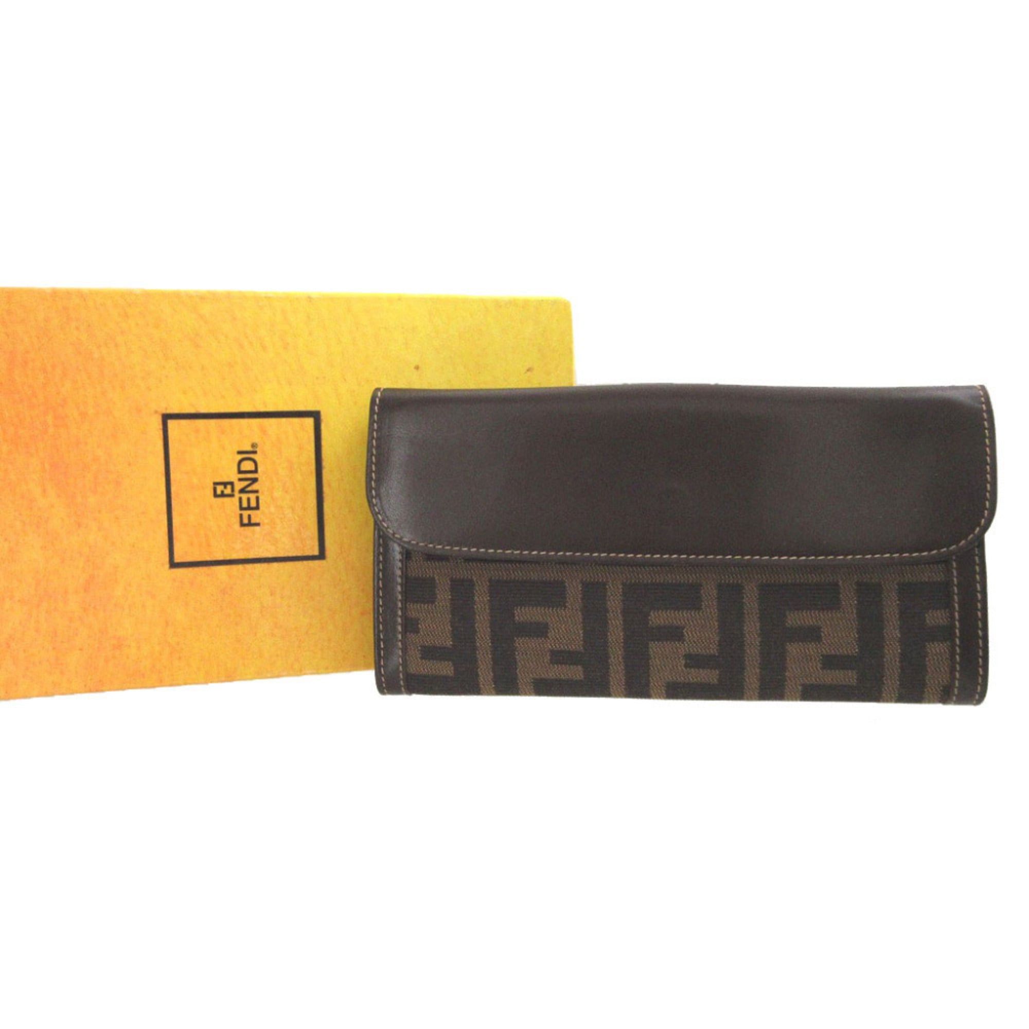 Fendi Excellent condition Fendi Zucca pattern 30806 canvas leather brown double snap long wallet 1228FENDI Size ONE SIZE - 2 Thumbnail