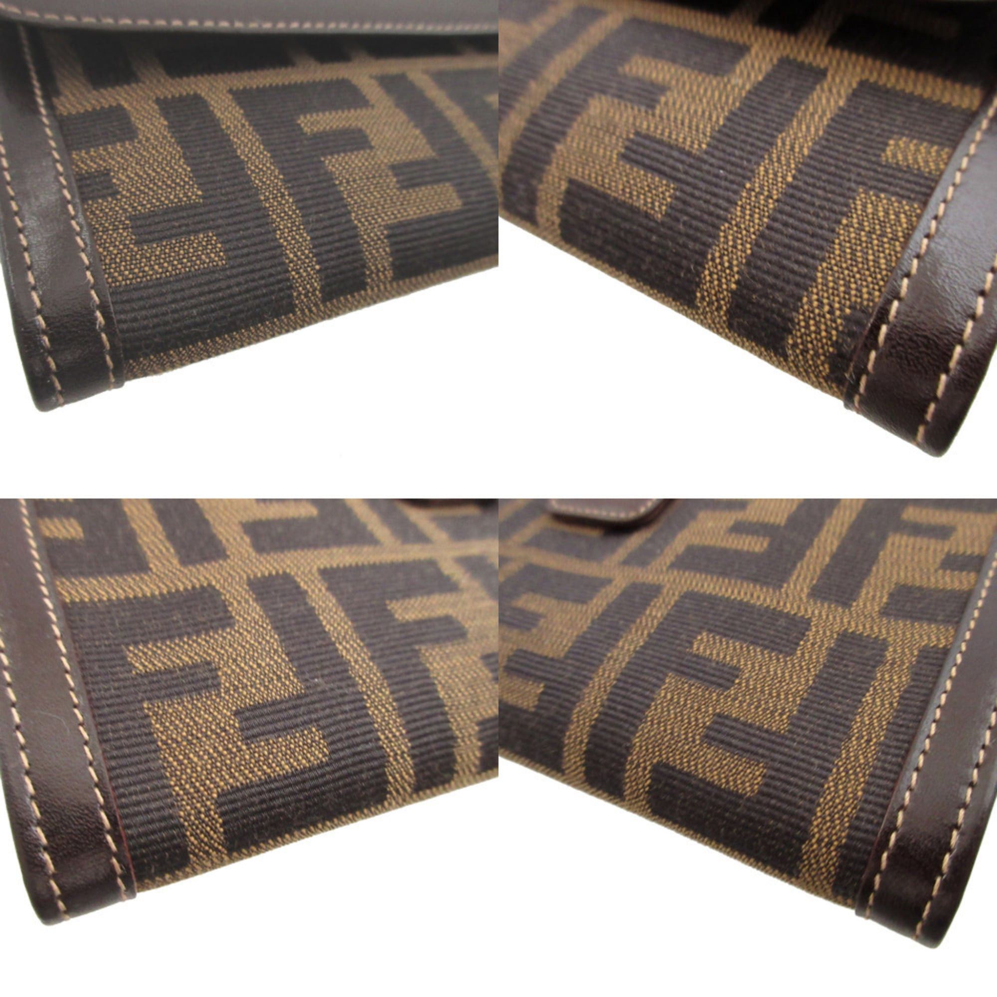 Fendi Excellent condition Fendi Zucca pattern 30806 canvas leather brown double snap long wallet 1228FENDI Size ONE SIZE - 7 Thumbnail