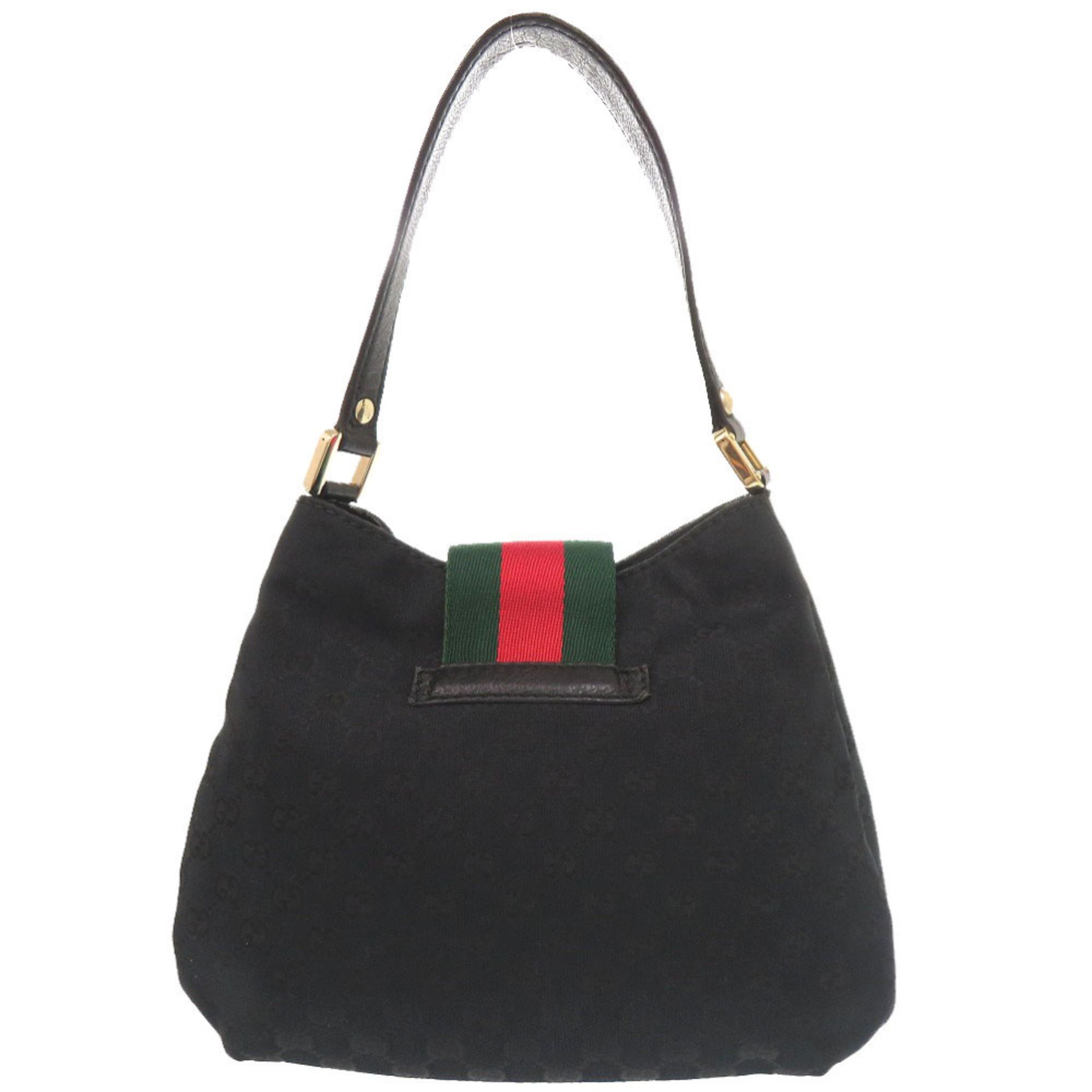 Gucci Gucci GG Canvas Leather 211934 Black Hobo Shoulder Bag 11205GUCCI Size ONE SIZE - 3 Thumbnail