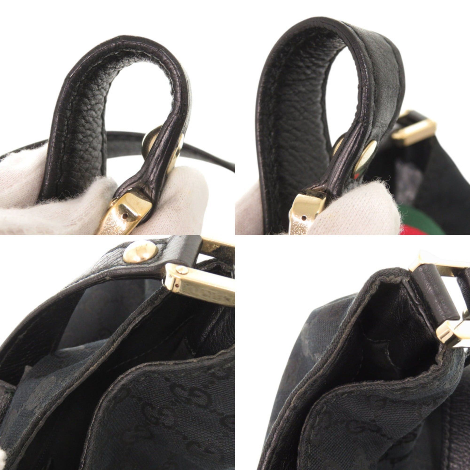 Gucci Gucci GG Canvas Leather 211934 Black Hobo Shoulder Bag 11205GUCCI Size ONE SIZE - 10 Thumbnail