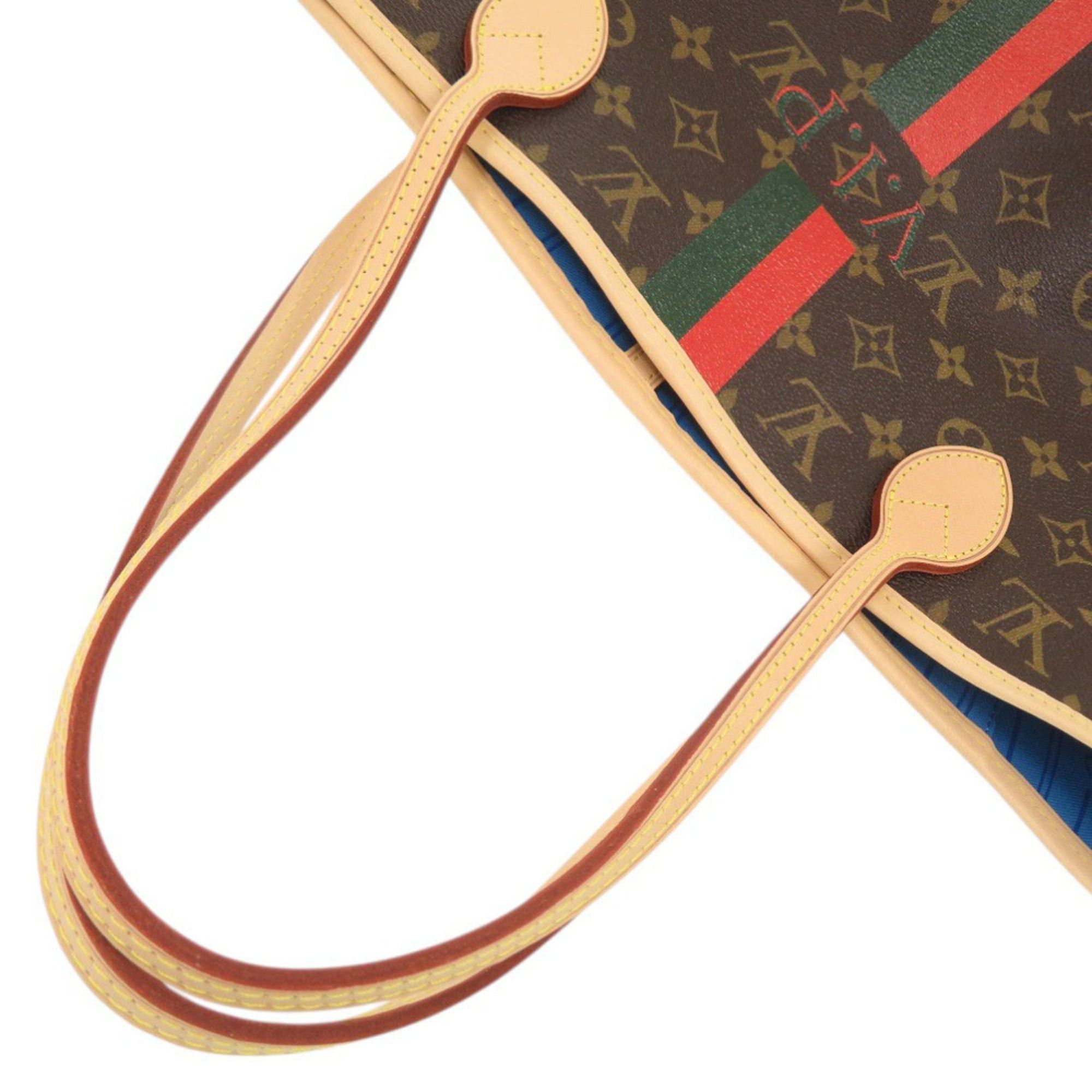 Louis Vuitton Like New Louis Vuitton Neverfull MM Handbag with Pouch, Monogram Light Blue Tote Bag LV 0819LOUIS VUITTON Size ONE SIZE - 7 Thumbnail