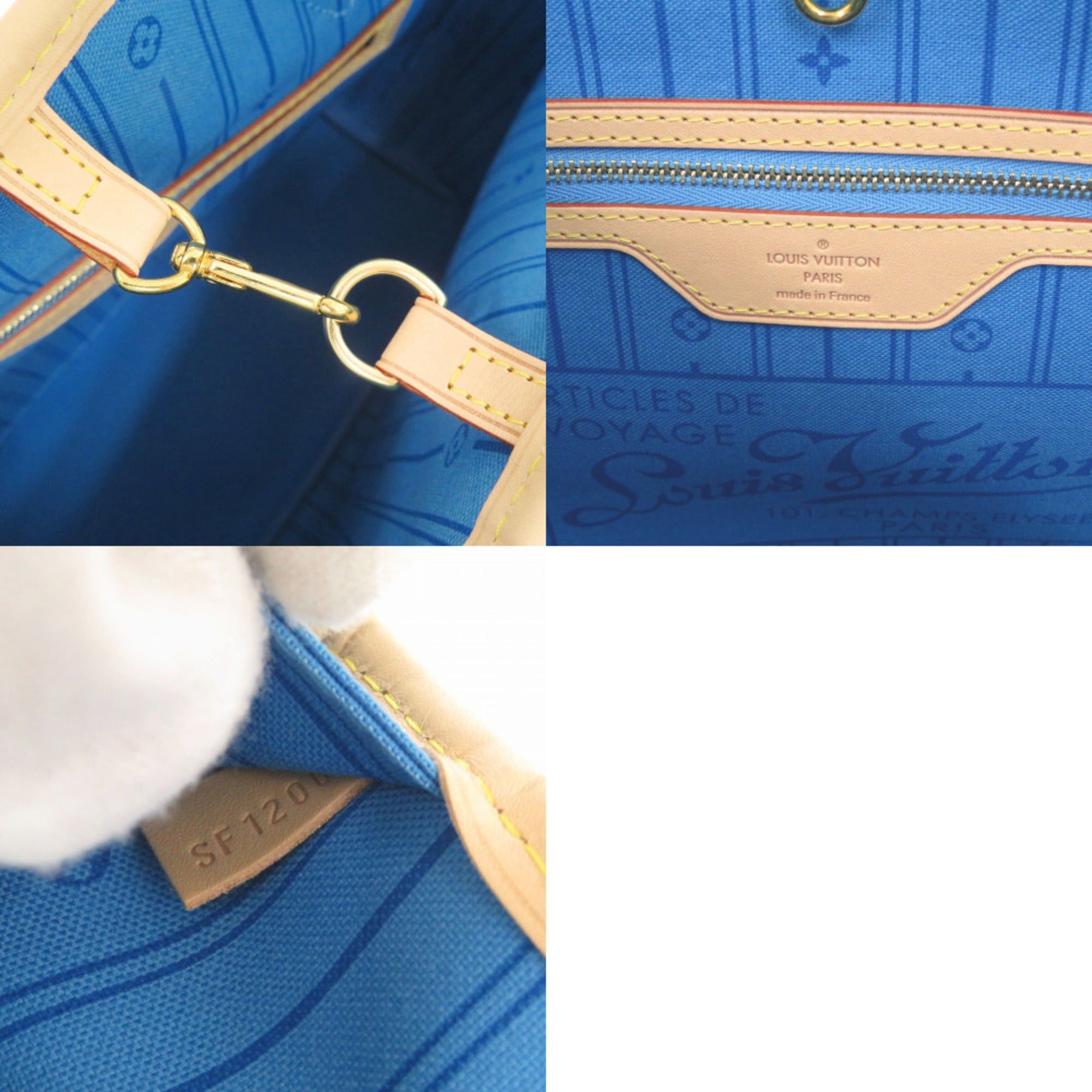 Louis Vuitton Like New Louis Vuitton Neverfull MM Handbag with Pouch, Monogram Light Blue Tote Bag LV 0819LOUIS VUITTON Size ONE SIZE - 10 Thumbnail