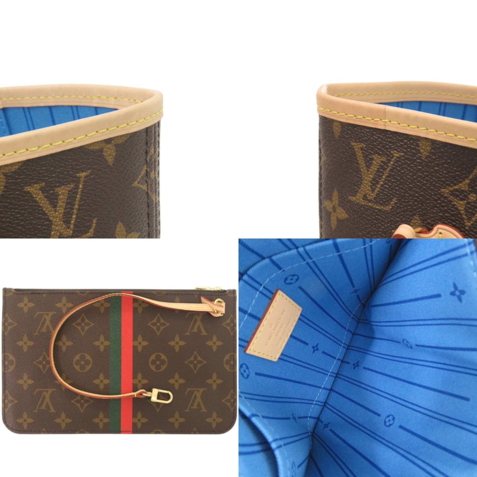 Louis Vuitton Like New Louis Vuitton Neverfull MM Handbag with Pouch, Monogram Light Blue Tote Bag LV 0819LOUIS VUITTON Size ONE SIZE - 9 Thumbnail