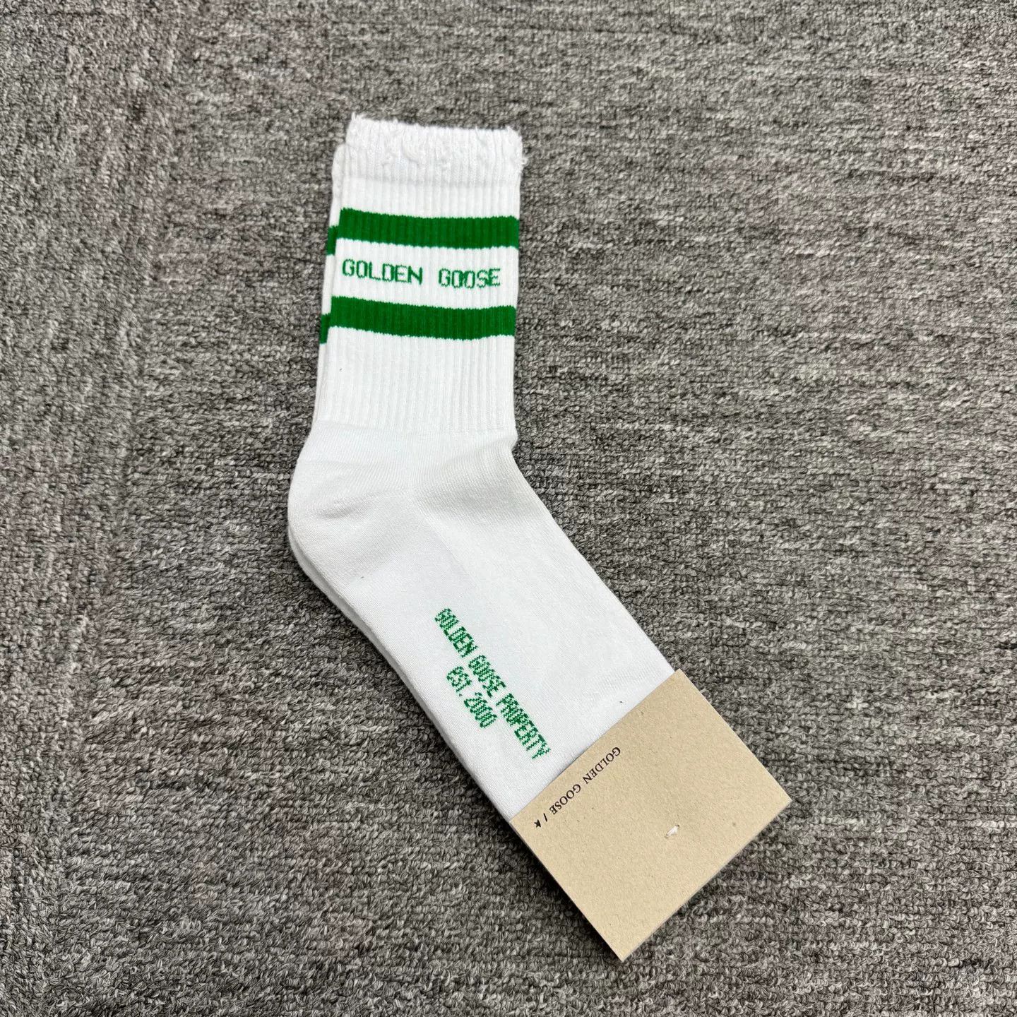 Golden Goose Golden Goose White Green Mid-Calf Socks Size ONE SIZE - 2 Thumbnail