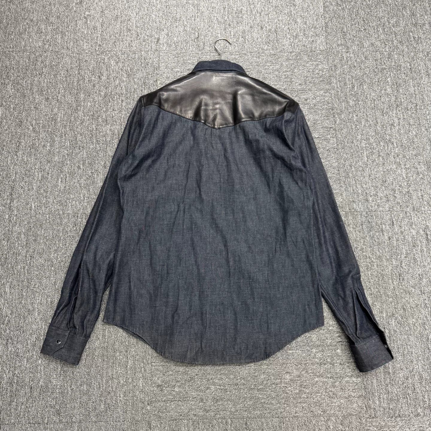 Saint Laurent Paris SLP Denim Leather Patchwork Shirt Size US XXS / EU 40 - 5 Thumbnail