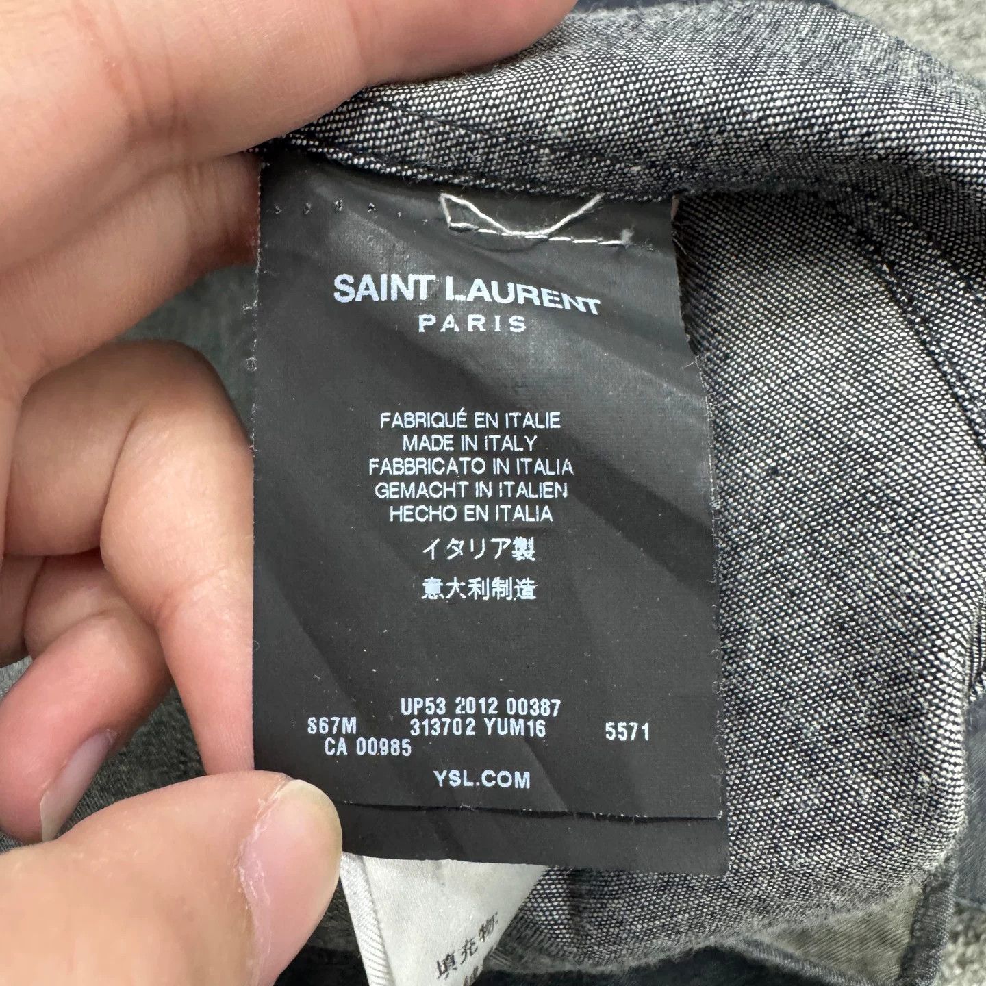 Saint Laurent Paris SLP Denim Leather Patchwork Shirt Size US XXS / EU 40 - 3 Thumbnail