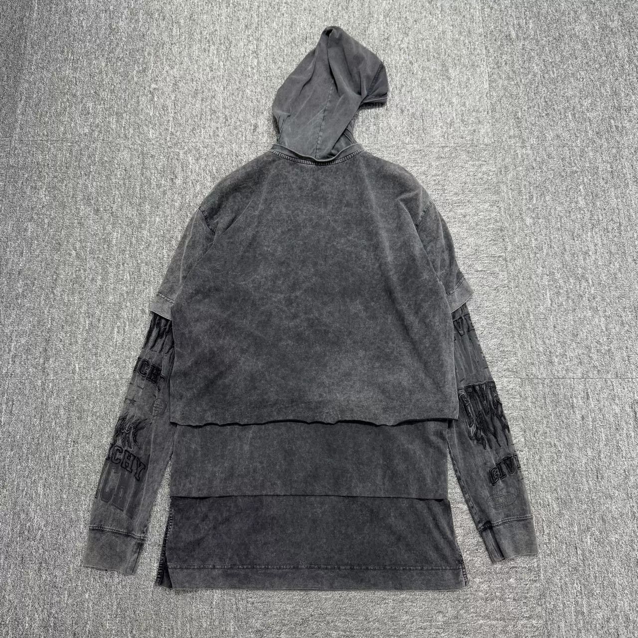 Givenchy Givenchy Washed Distressed Layered Hooded Shirt Size US M / EU 48-50 / 2 - 4 Thumbnail