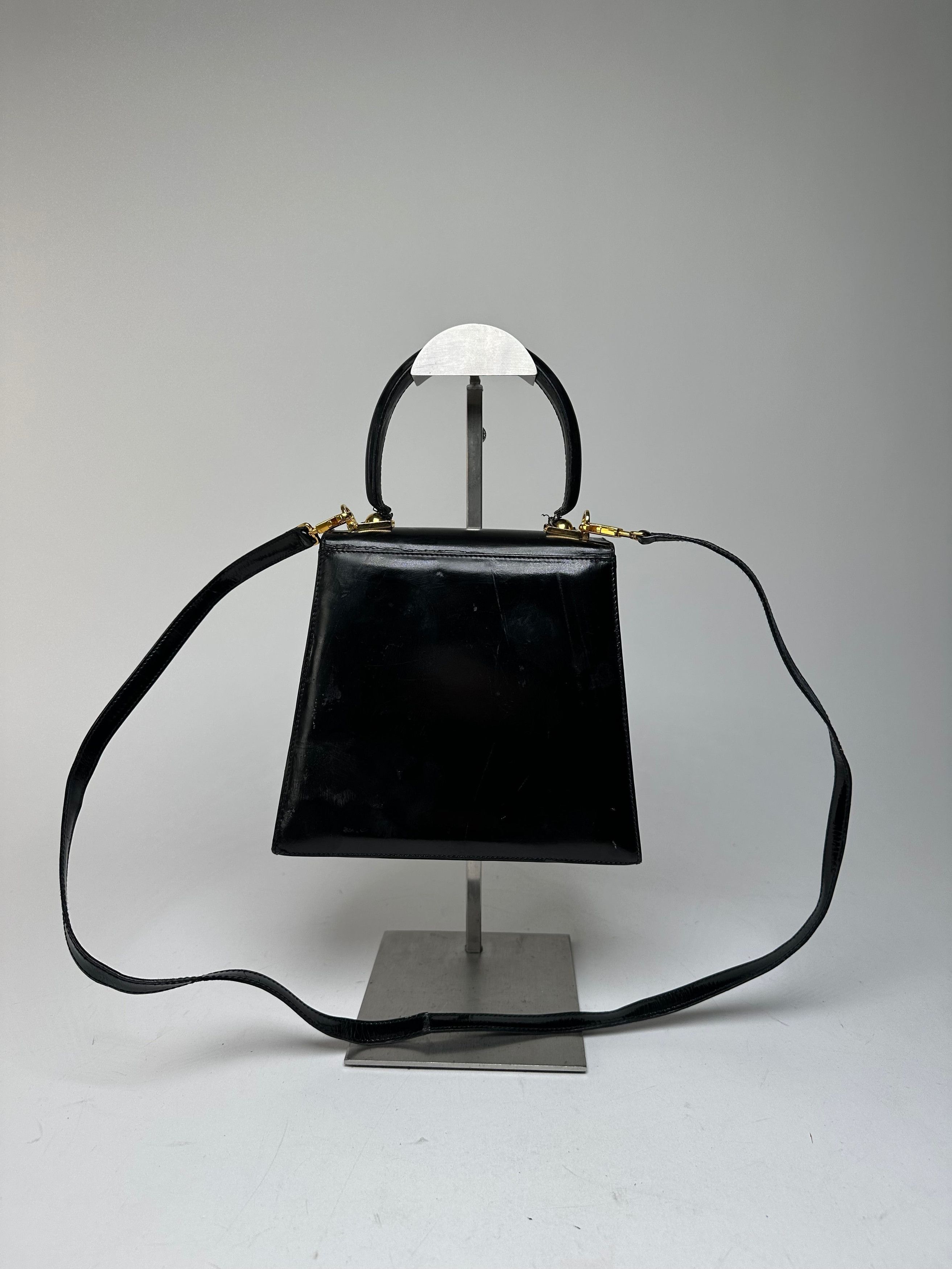Salvatore Ferragamo Vintage 2Way Patent Leather Handbag Black Size ONE SIZE - 2 Thumbnail