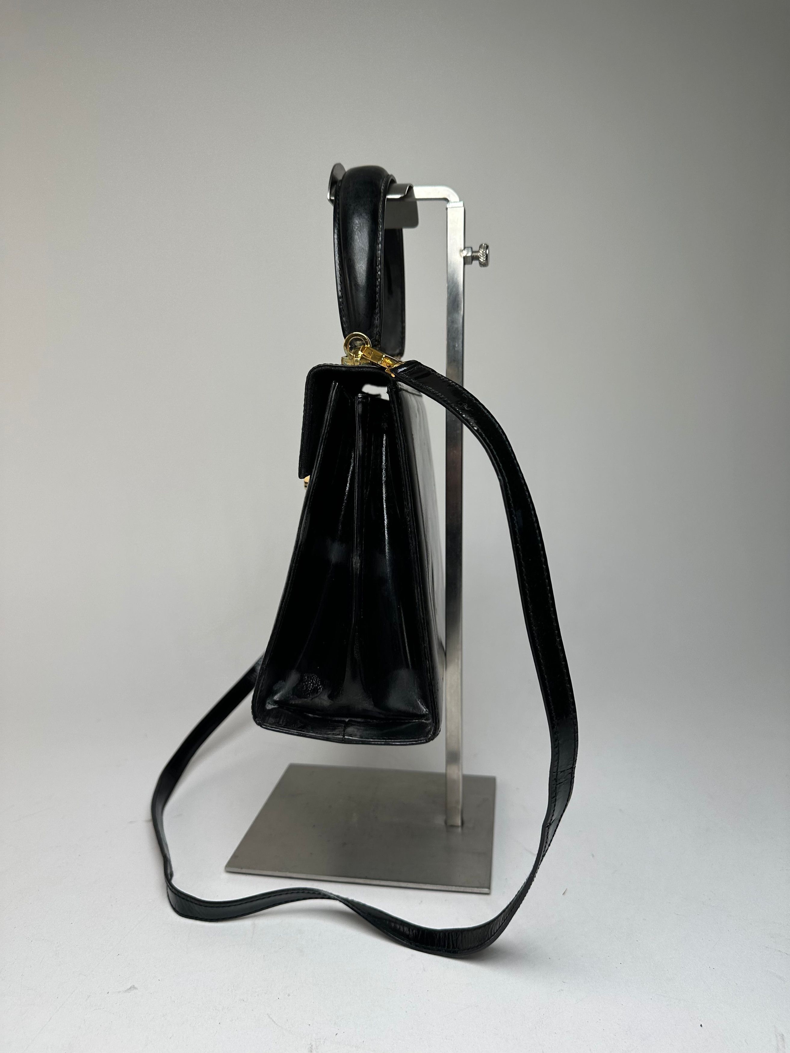 Salvatore Ferragamo Vintage 2Way Patent Leather Handbag Black Size ONE SIZE - 6 Thumbnail