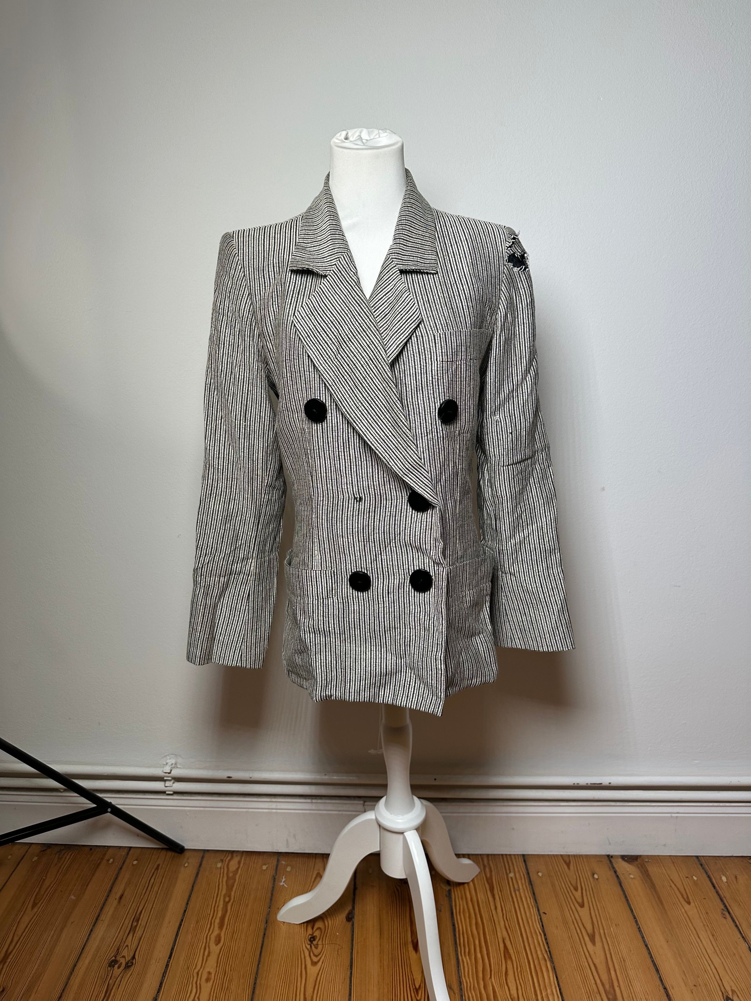 Other Vintage Yves Saint Laurent Wool Blazer / Short Coat Grey Bla Size M / US 6-8 / IT 42-44 - 2 Thumbnail