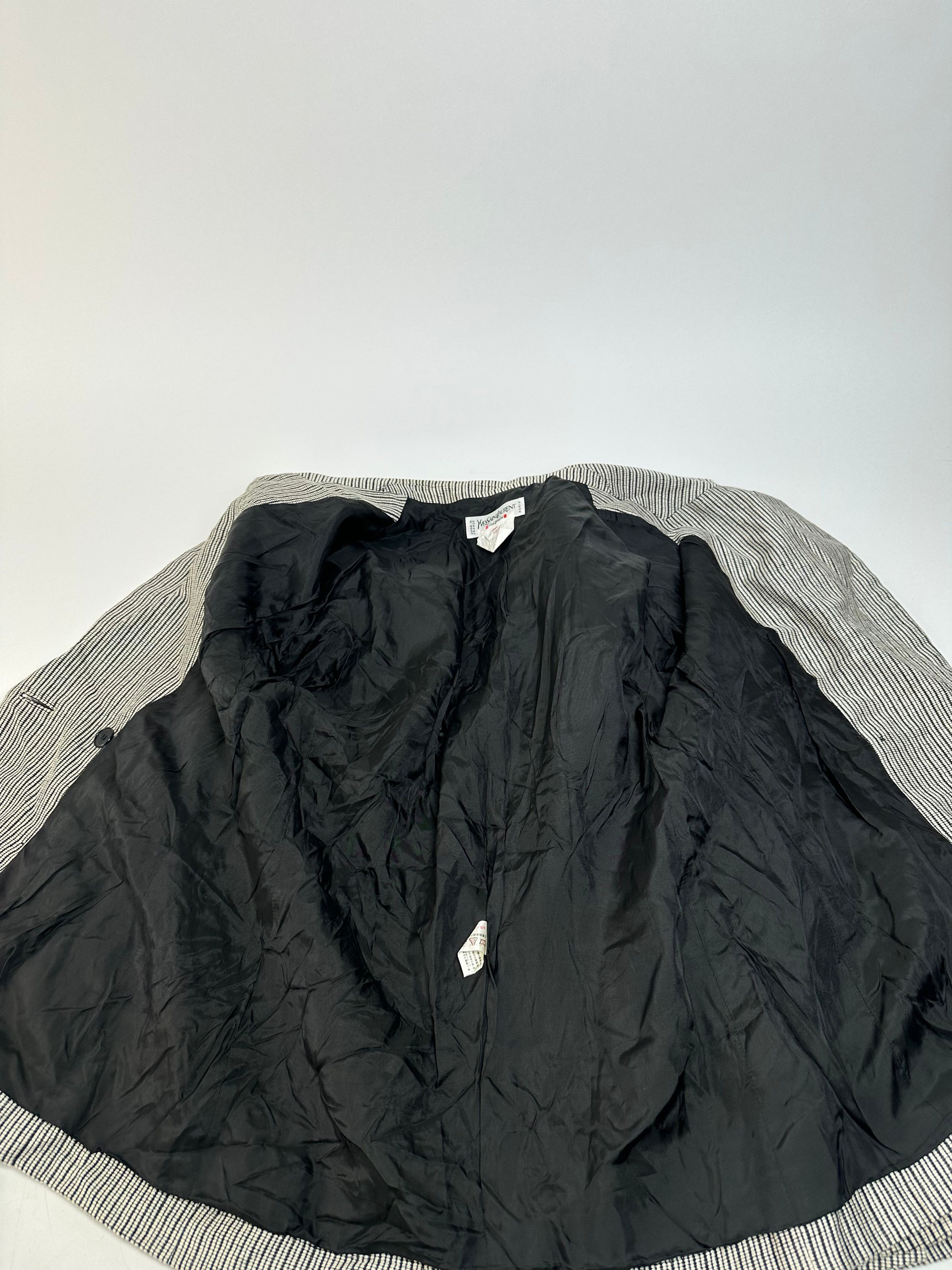 Other Vintage Yves Saint Laurent Wool Blazer / Short Coat Grey Bla Size M / US 6-8 / IT 42-44 - 12 Thumbnail