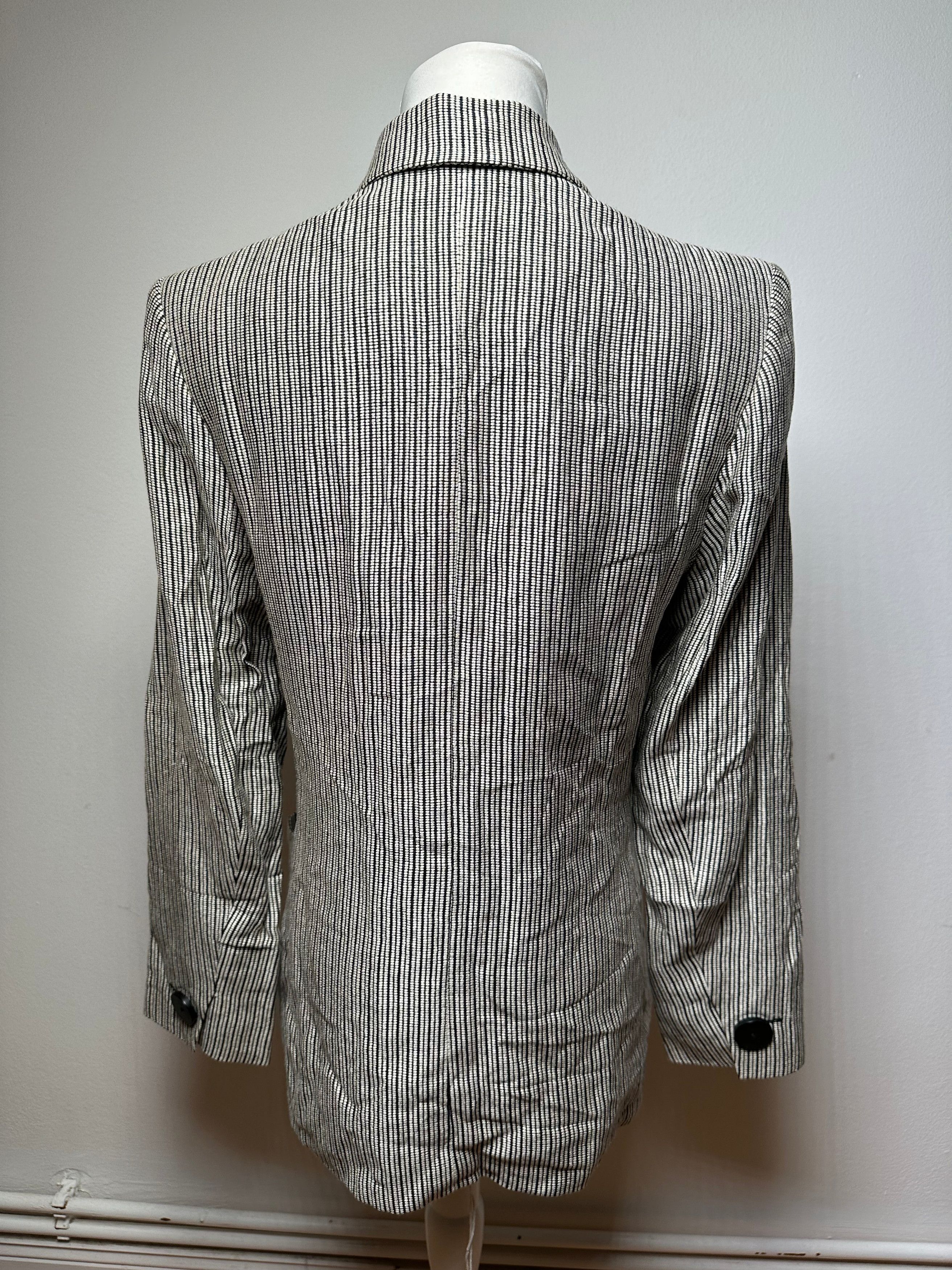 Other Vintage Yves Saint Laurent Wool Blazer / Short Coat Grey Bla Size M / US 6-8 / IT 42-44 - 15 Thumbnail