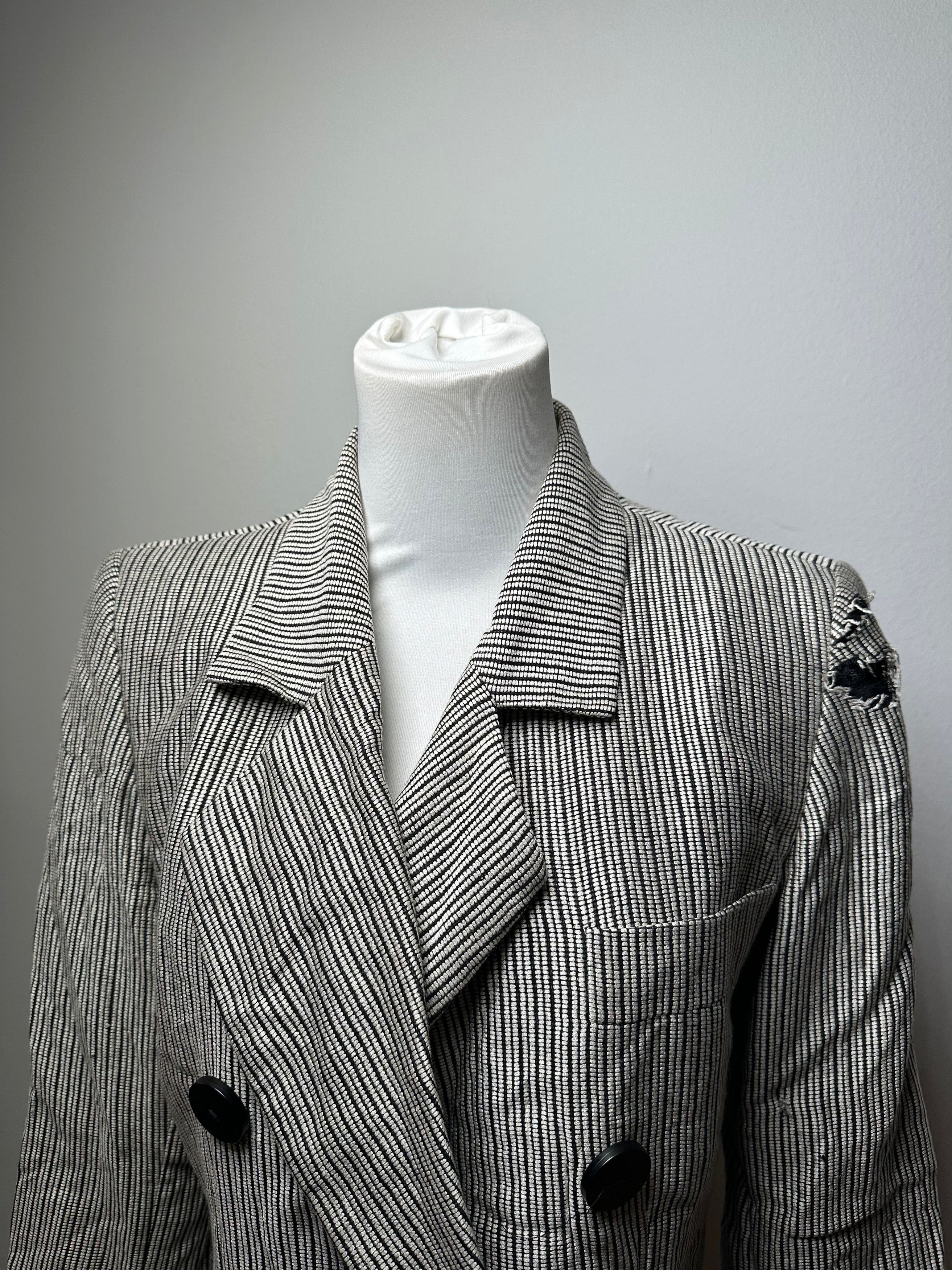 Other Vintage Yves Saint Laurent Wool Blazer / Short Coat Grey Bla Size M / US 6-8 / IT 42-44 - 14 Thumbnail
