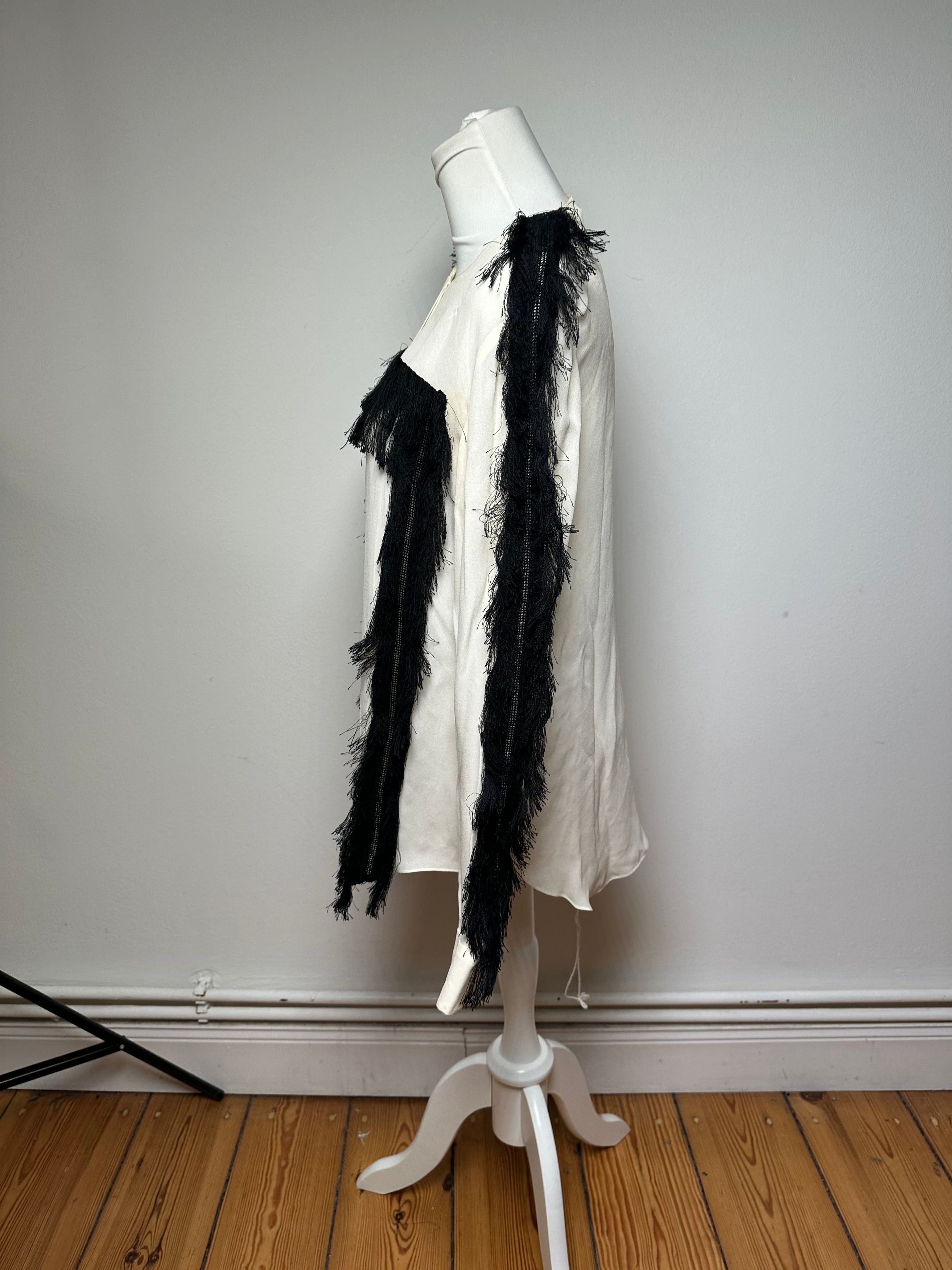 Chloe Vintage Silk Feather Shirt M White Black Size S / US 4 / IT 40 - 3 Thumbnail
