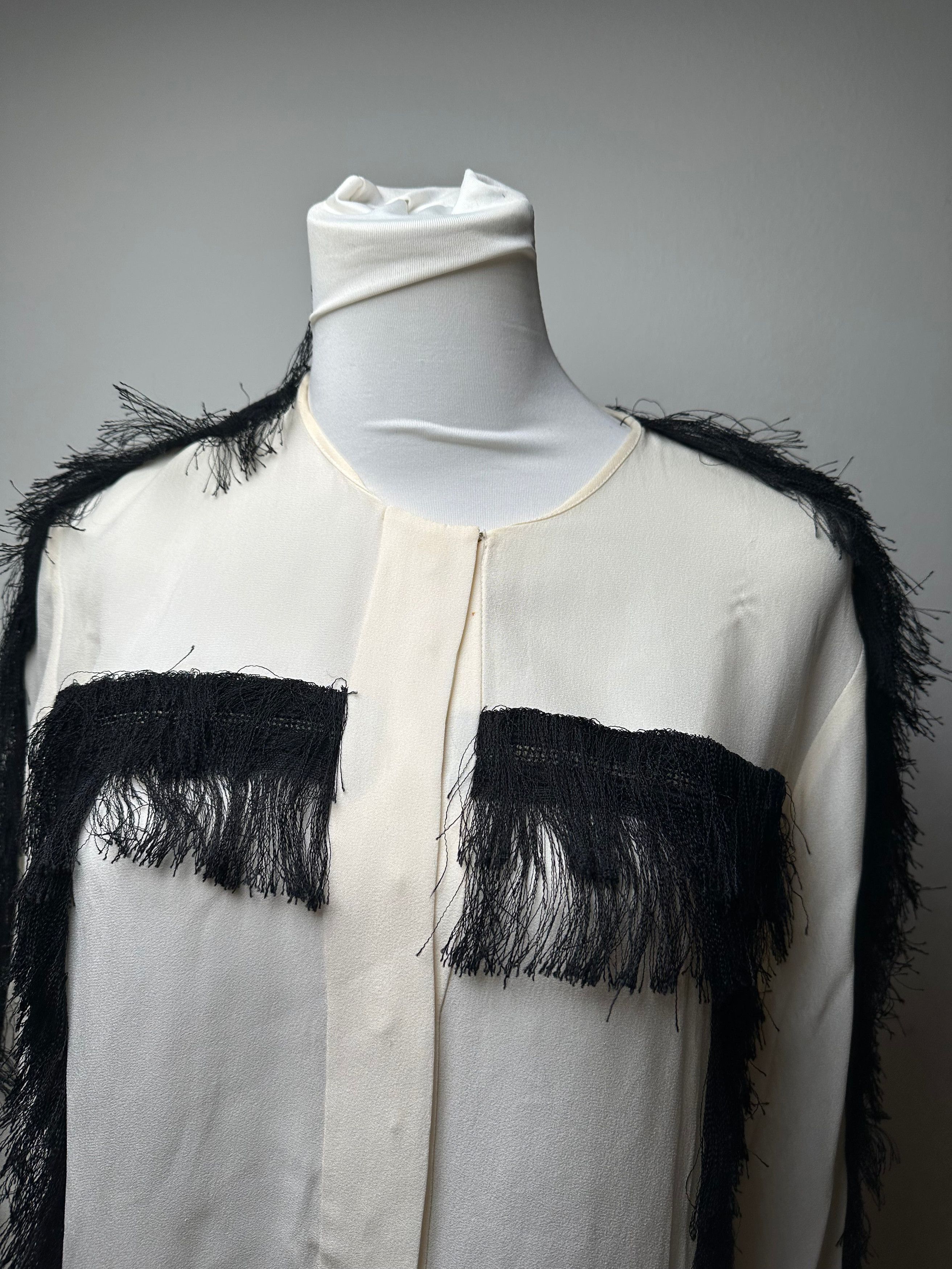 Chloe Vintage Silk Feather Shirt M White Black Size S / US 4 / IT 40 - 13 Thumbnail
