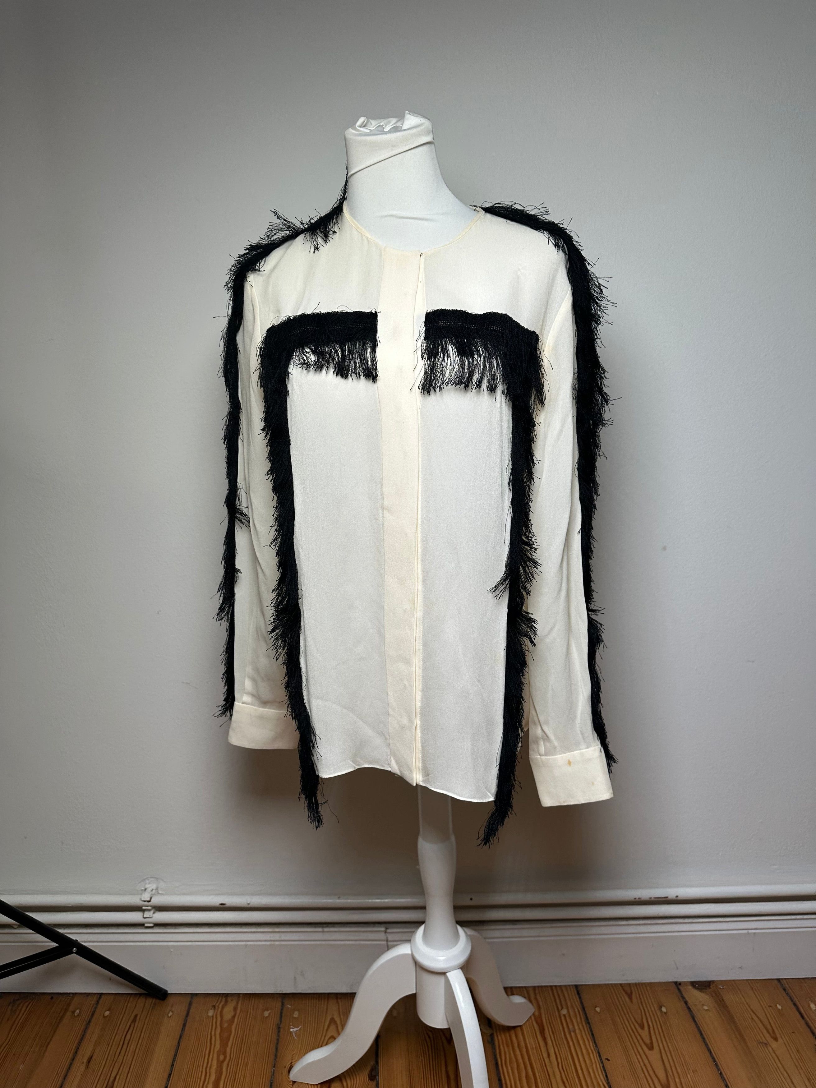 Chloe Vintage Silk Feather Shirt M White Black Size S / US 4 / IT 40 - 2 Thumbnail