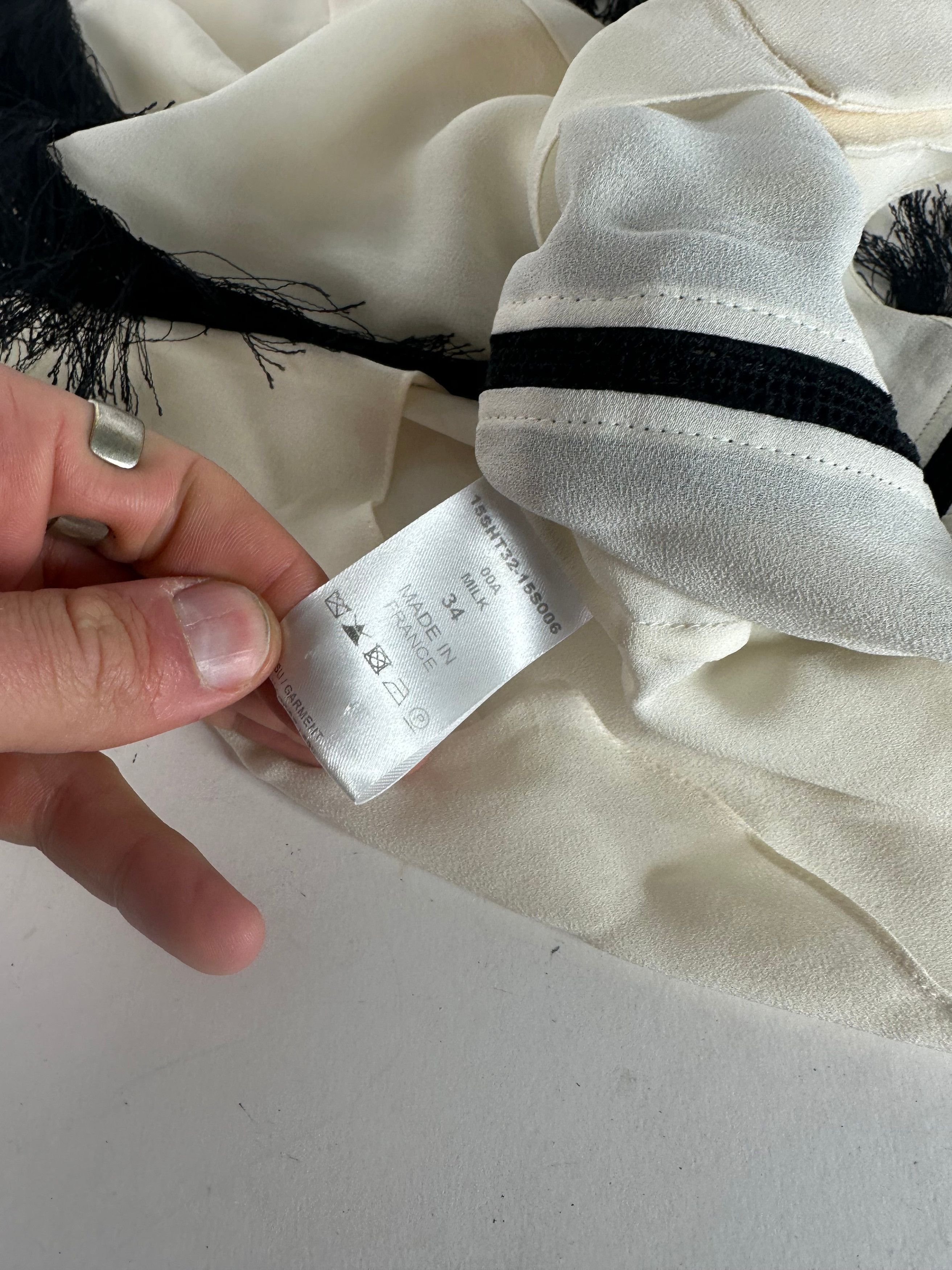 Chloe Vintage Silk Feather Shirt M White Black Size S / US 4 / IT 40 - 8 Thumbnail