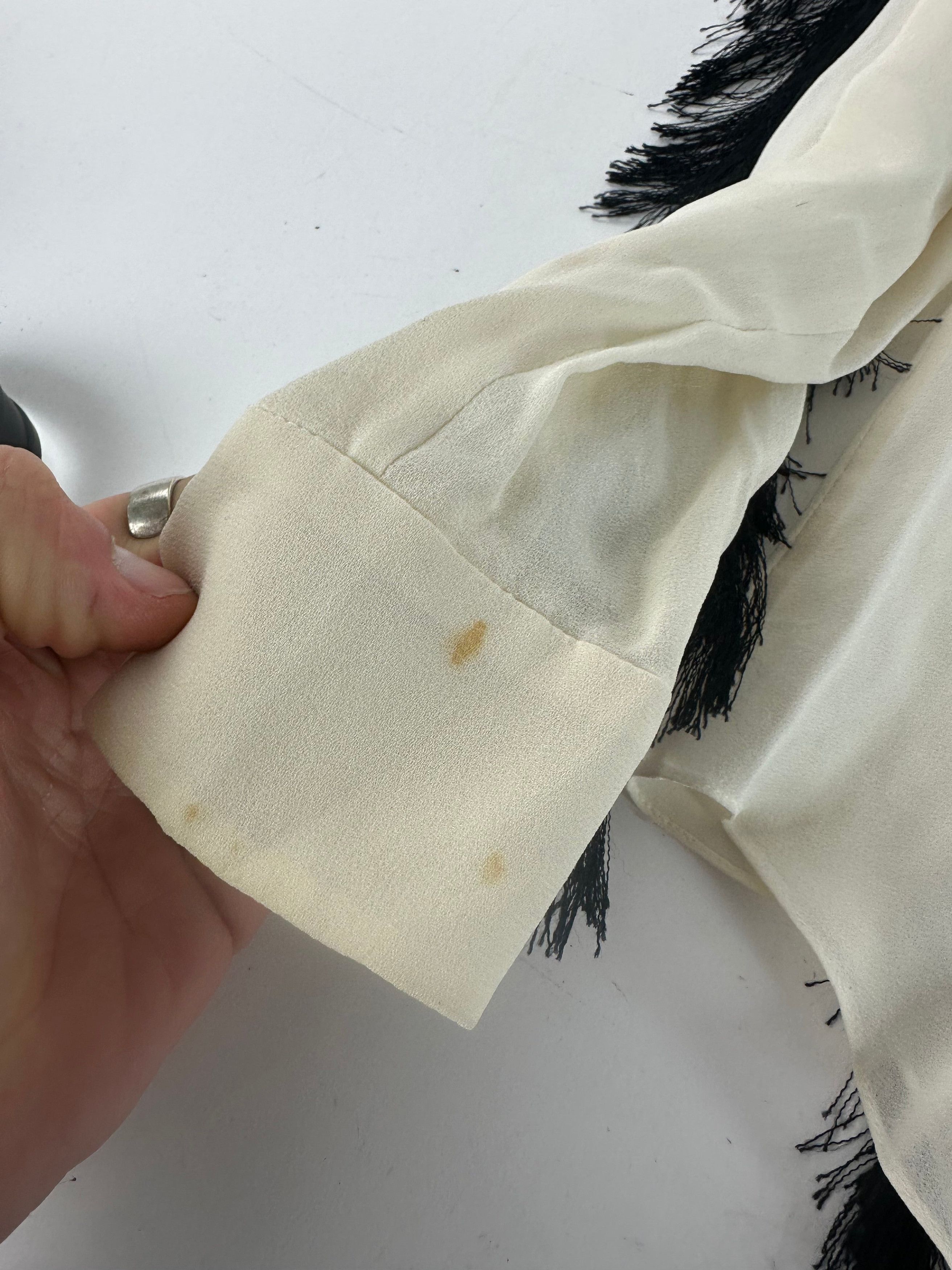 Chloe Vintage Silk Feather Shirt M White Black Size S / US 4 / IT 40 - 10 Thumbnail