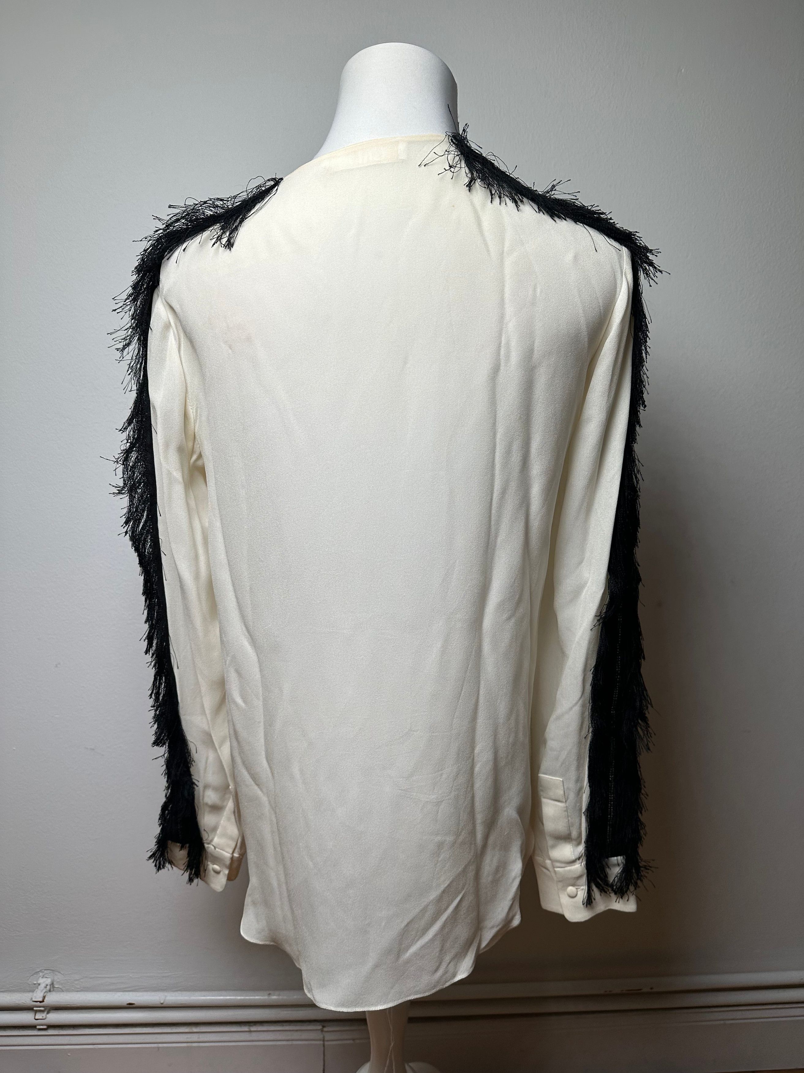 Chloe Vintage Silk Feather Shirt M White Black Size S / US 4 / IT 40 - 14 Thumbnail