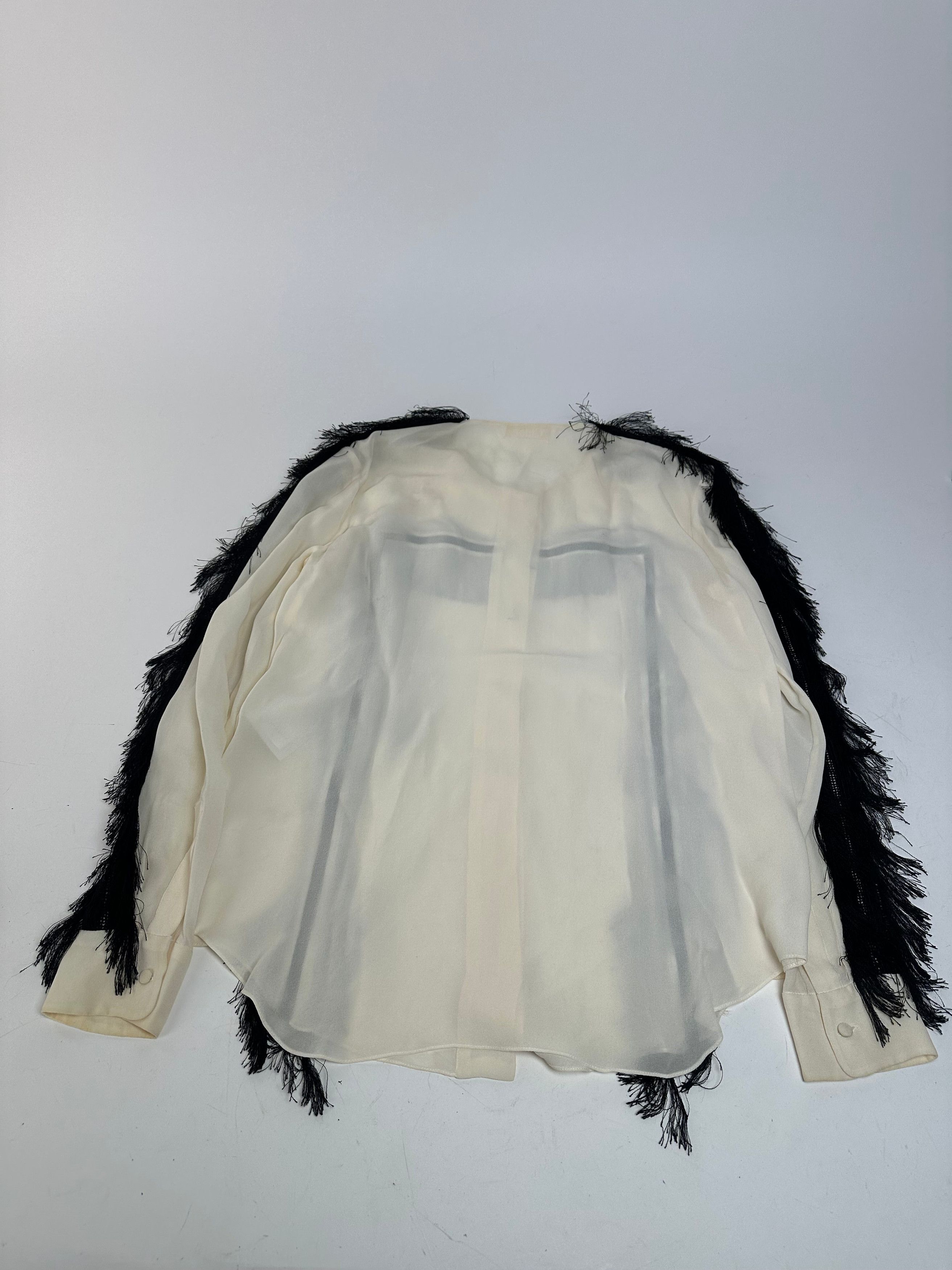 Chloe Vintage Silk Feather Shirt M White Black Size S / US 4 / IT 40 - 11 Thumbnail
