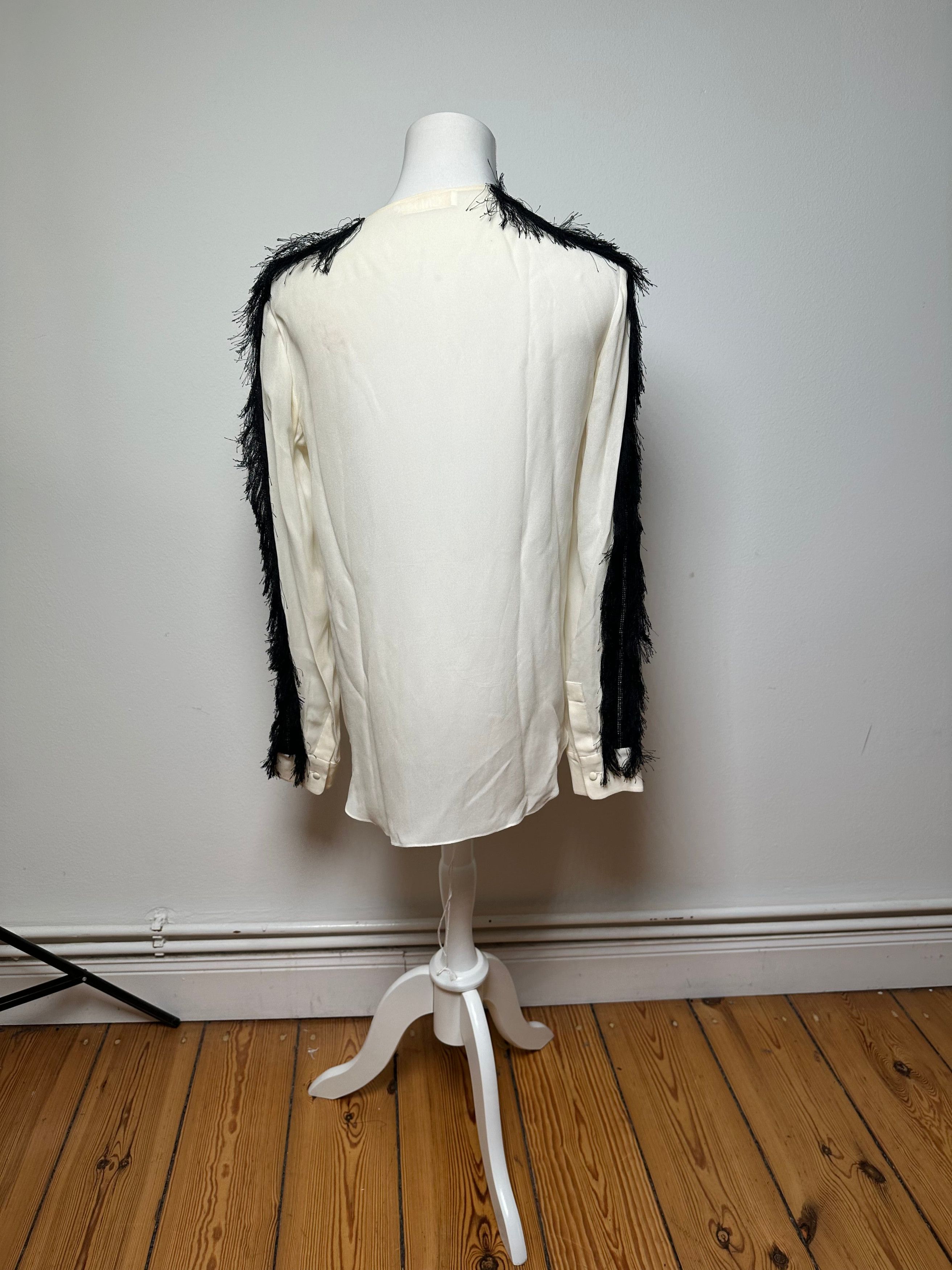 Chloe Vintage Silk Feather Shirt M White Black Size S / US 4 / IT 40 - 4 Thumbnail