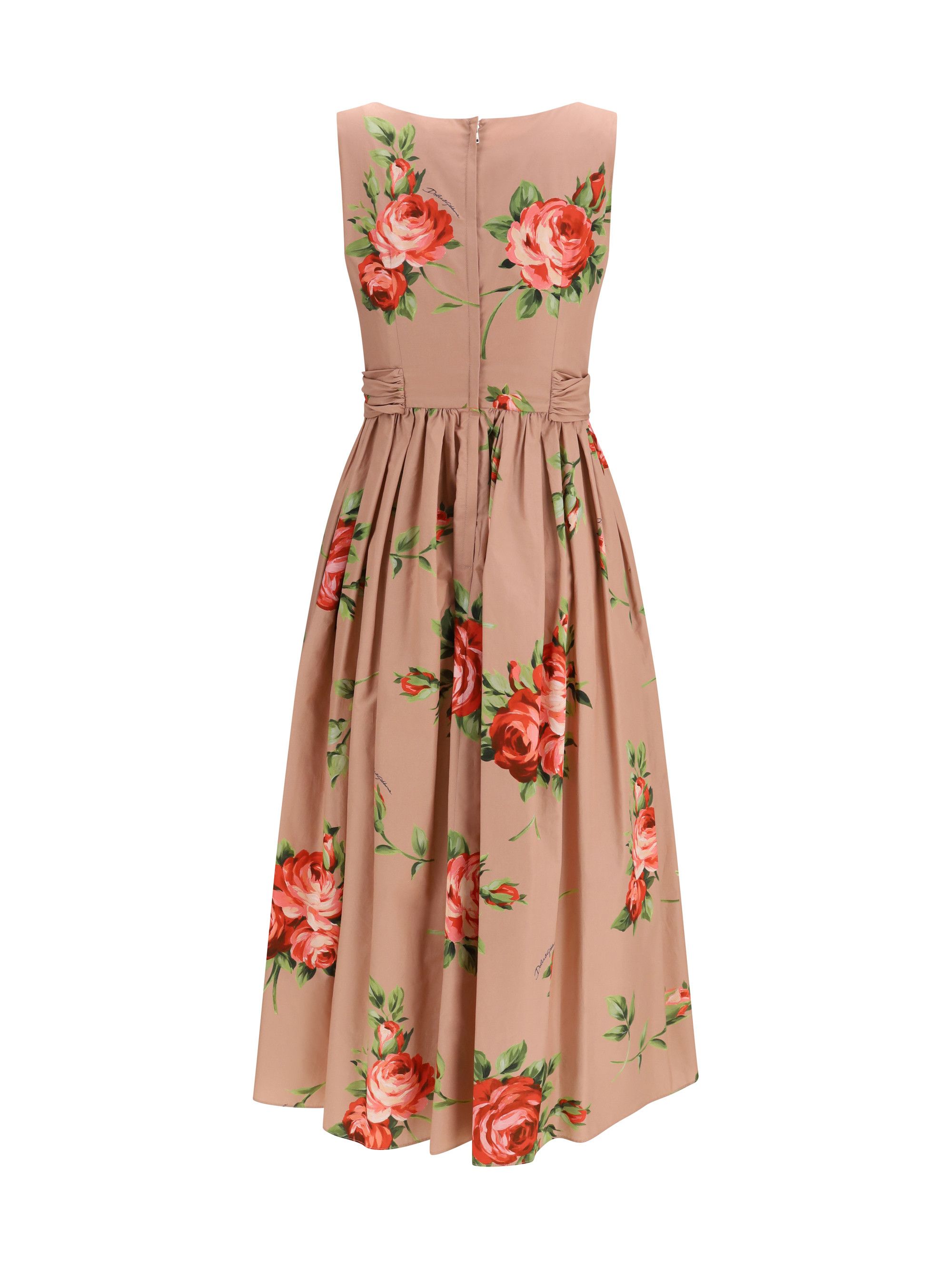 Dolce & Gabbana Cotton Dress with rose bouquet print Size M / US 6-8 / IT 42-44 - 2 Thumbnail