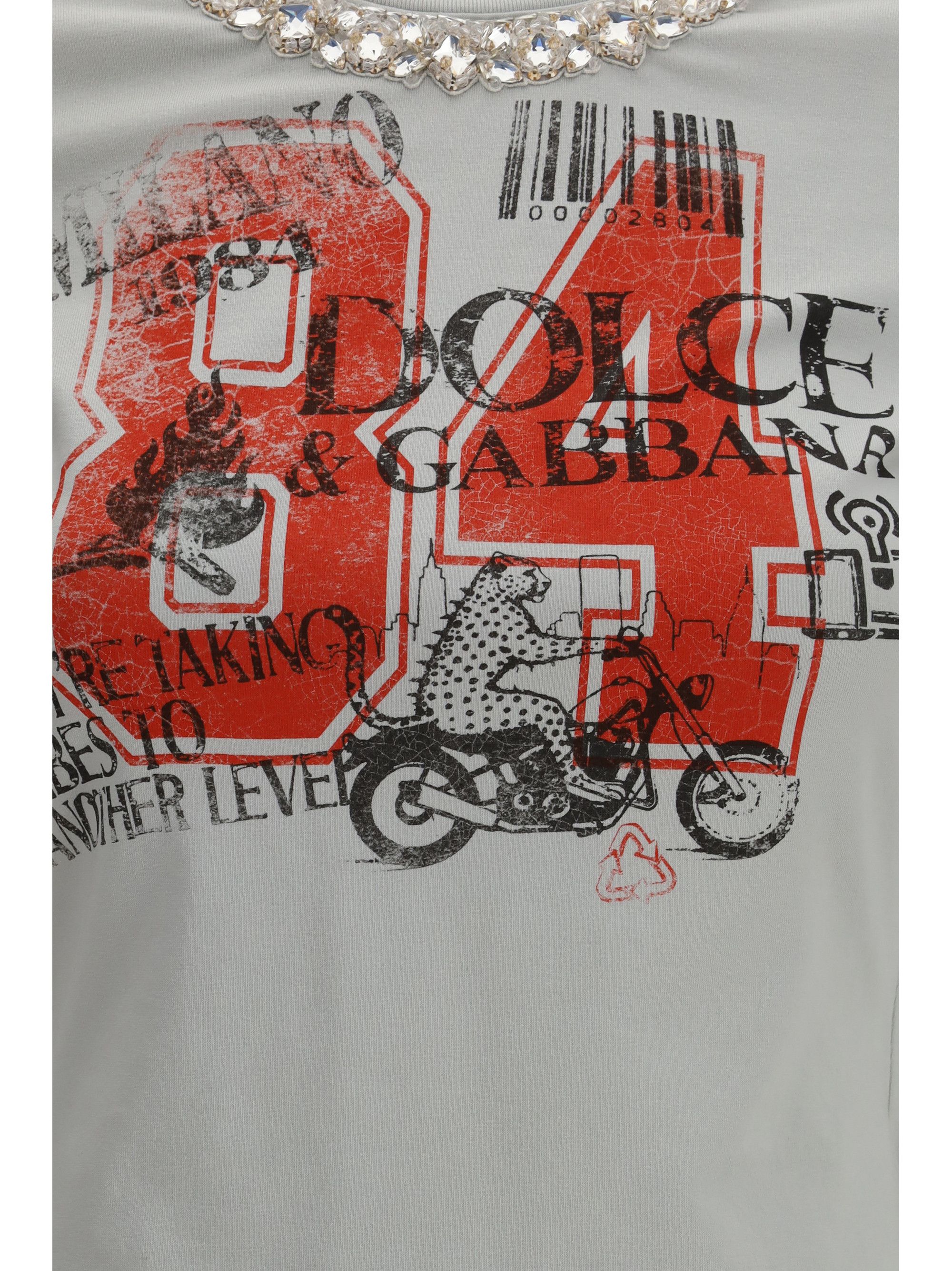Dolce & Gabbana Jersey T-shirt with print and crystals Size M / US 6-8 / IT 42-44 - 3 Thumbnail
