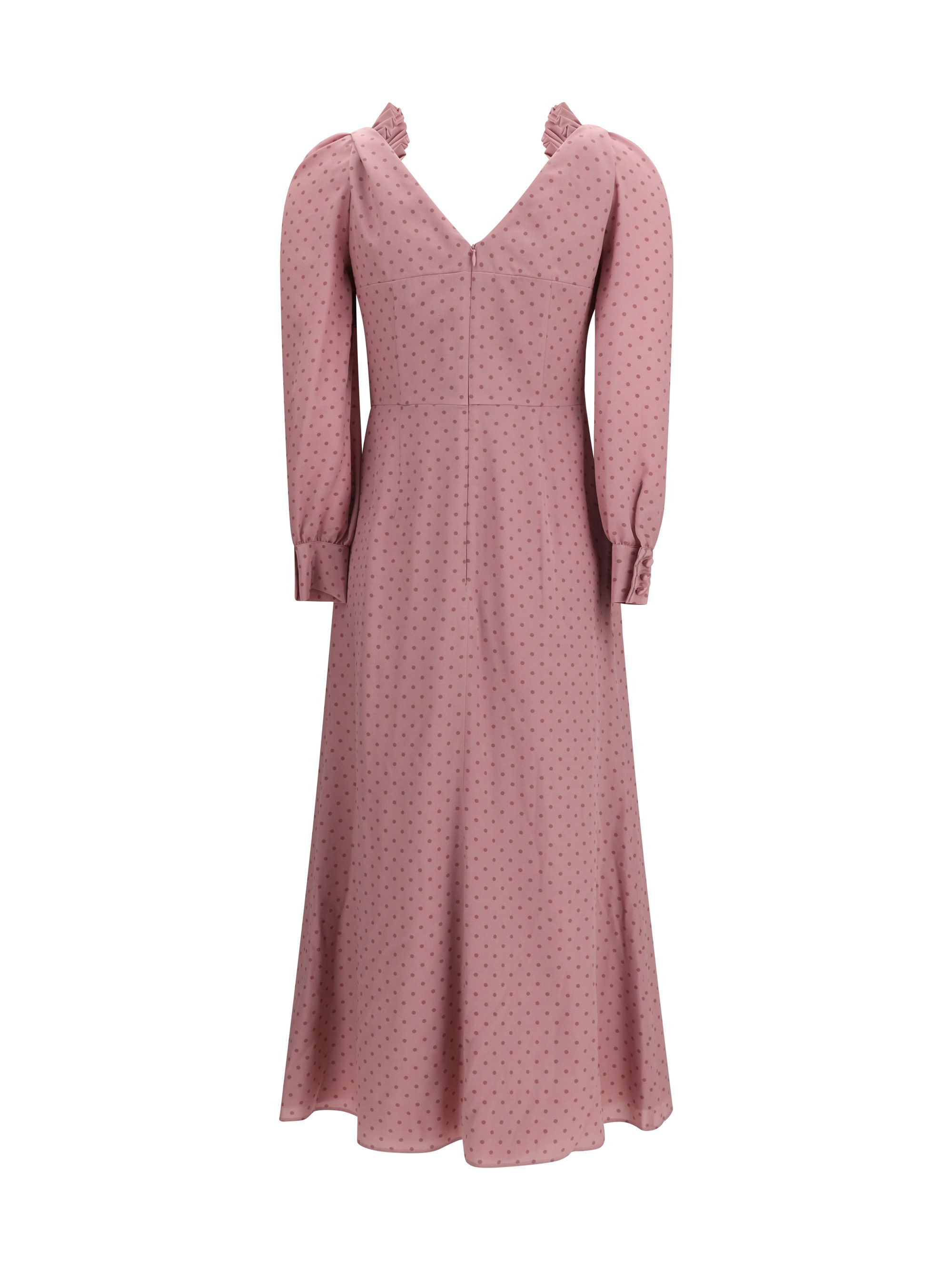 Alessandra Rich Polka Dot Midi Dress with Ruffles Size M / US 6-8 / IT 42-44 - 2 Thumbnail