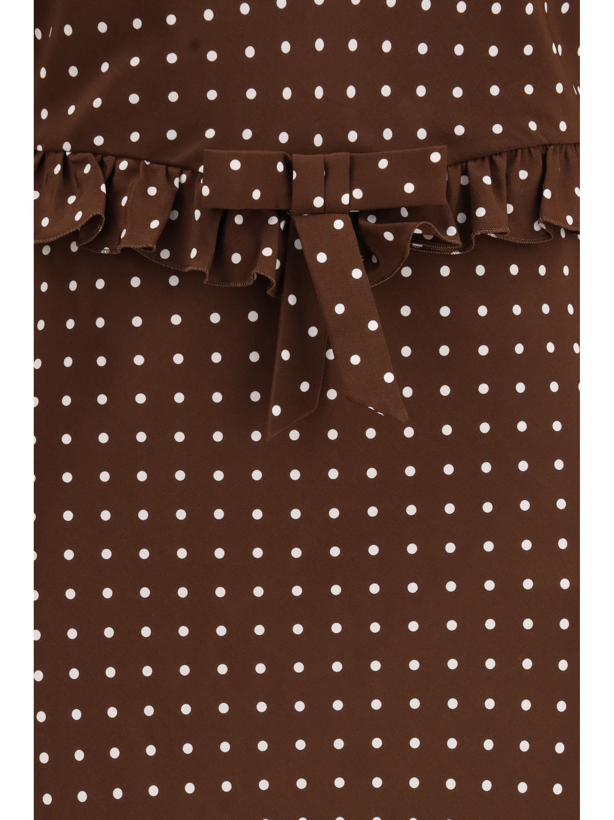 Alessandra Rich Polka Dot Silk Crêpe de Chine Midi Dress with bow Size M / US 6-8 / IT 42-44 - 3 Thumbnail