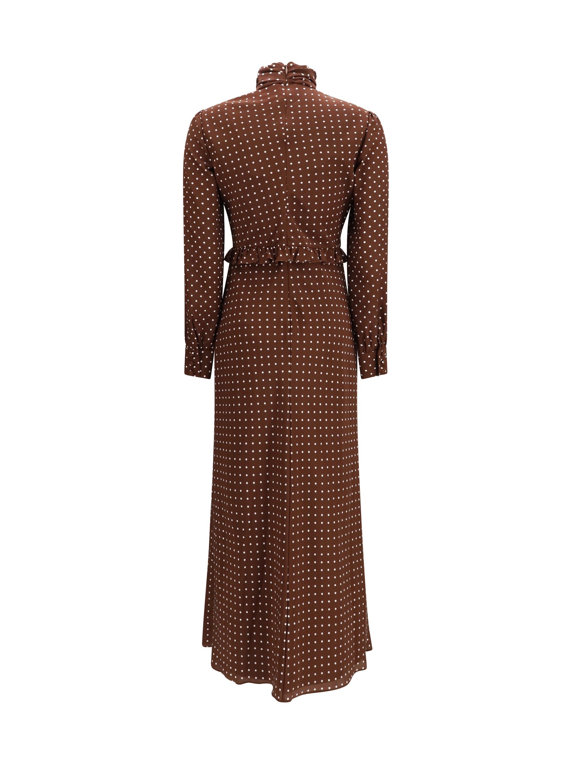 Alessandra Rich Polka Dot Silk Crêpe de Chine Midi Dress with bow Size M / US 6-8 / IT 42-44 - 2 Thumbnail