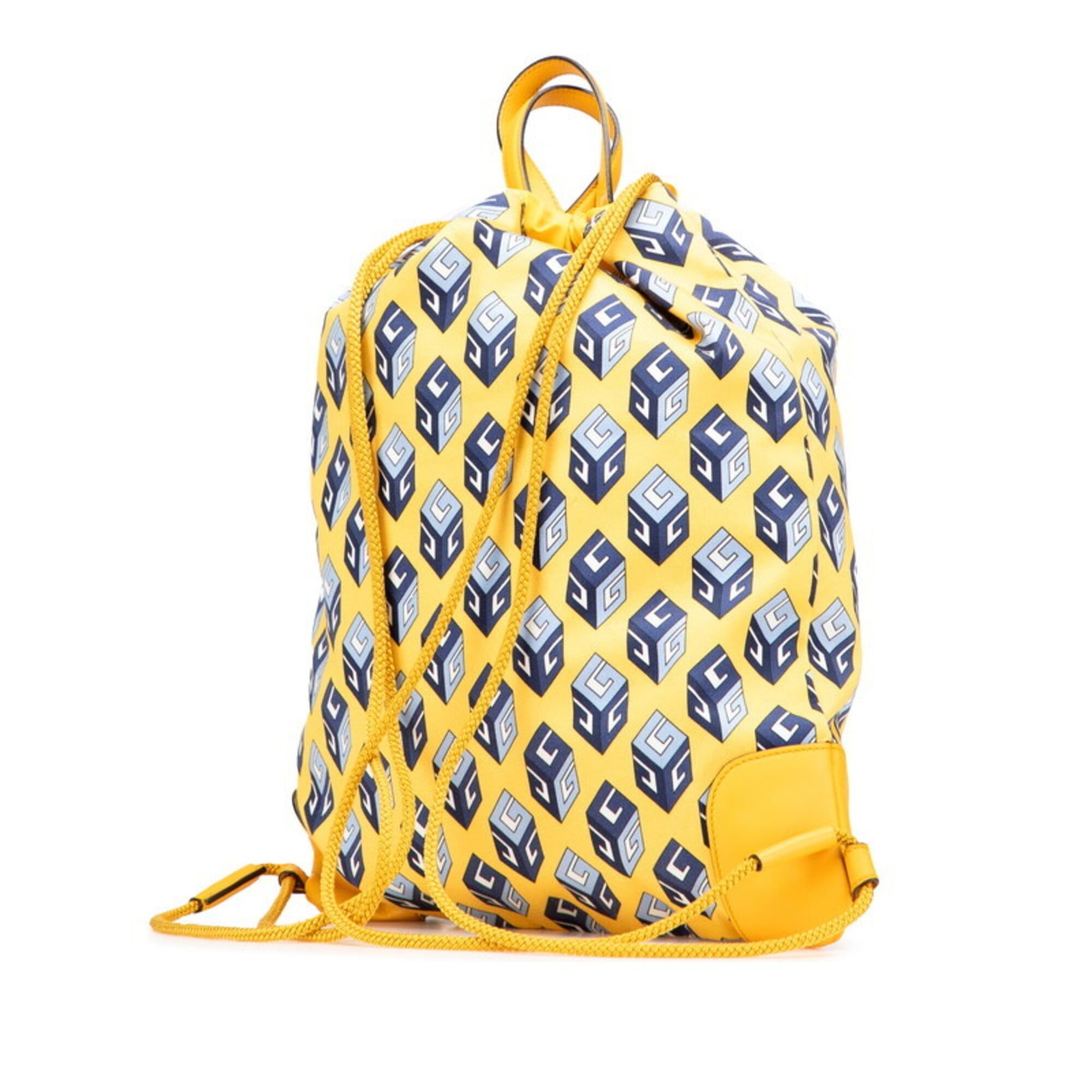 Gucci Gucci Tricolor Drawstring Cube Backpack (473872) - Yellow/Blue Nylon Leather Women's GUCCI Size ONE SIZE - 2 Thumbnail
