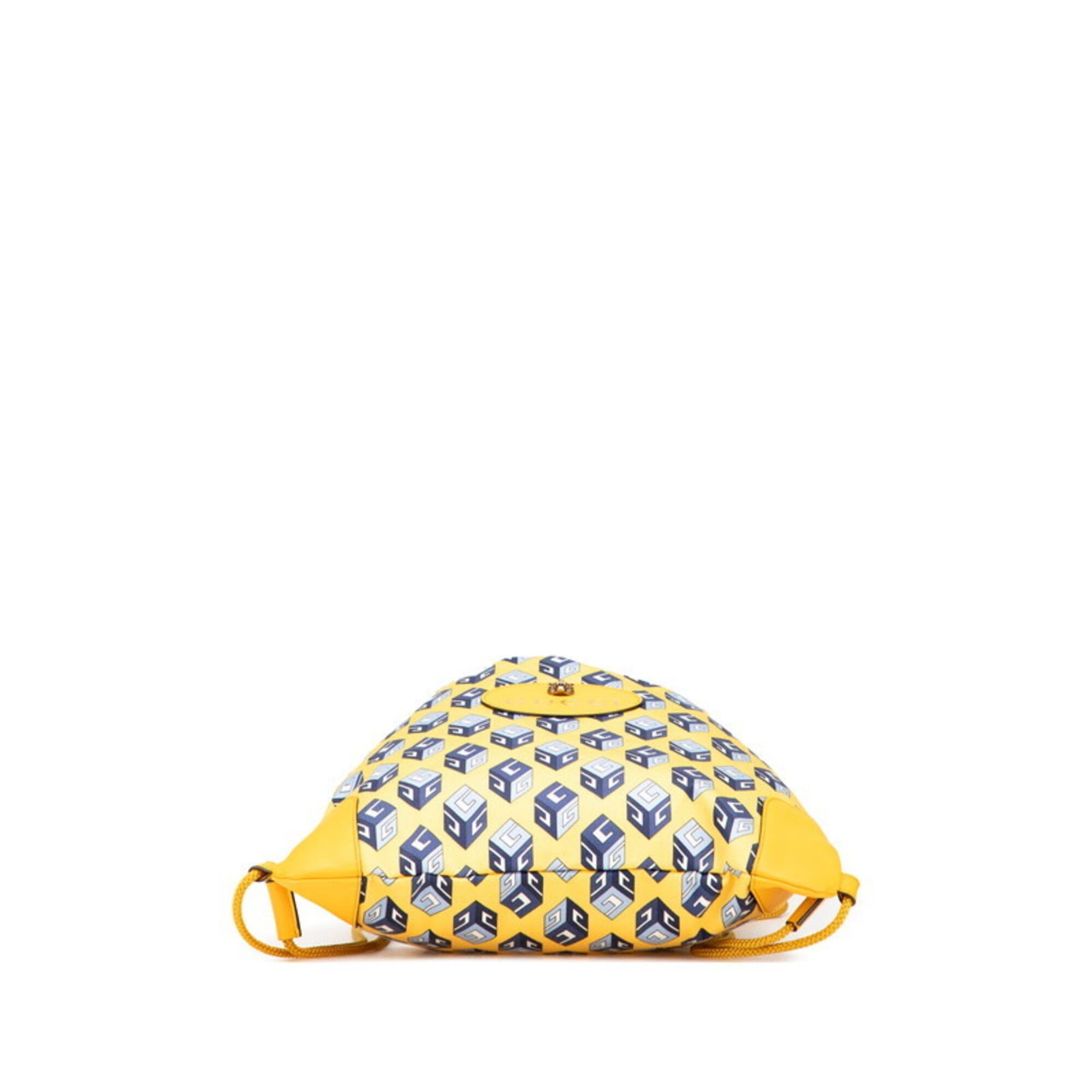 Gucci Gucci Tricolor Drawstring Cube Backpack (473872) - Yellow/Blue Nylon Leather Women's GUCCI Size ONE SIZE - 3 Thumbnail