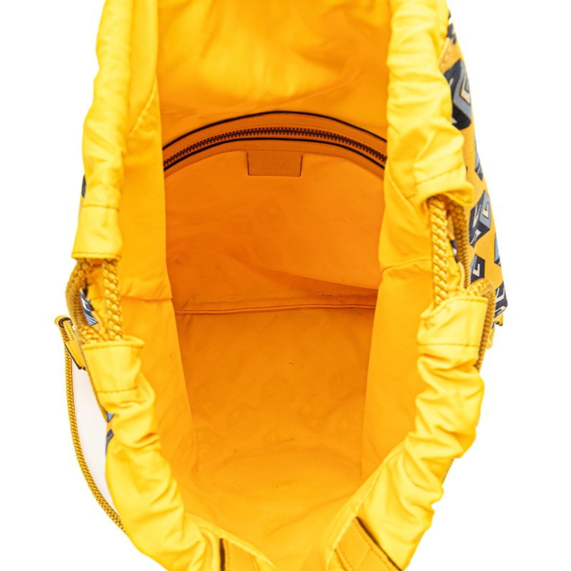 Gucci Gucci Tricolor Drawstring Cube Backpack (473872) - Yellow/Blue Nylon Leather Women's GUCCI Size ONE SIZE - 7 Thumbnail
