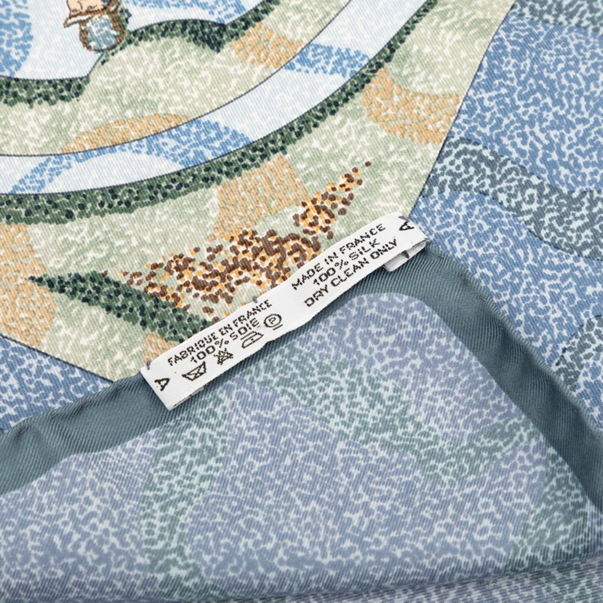 Hermes Hermes Carre 90 PEINTRE DU CHEVAL (The Painter of Horses) Scarf/Muffler, Blue/Green Tones, Silk, Women's, HERMES Size ONE SIZE - 7 Thumbnail