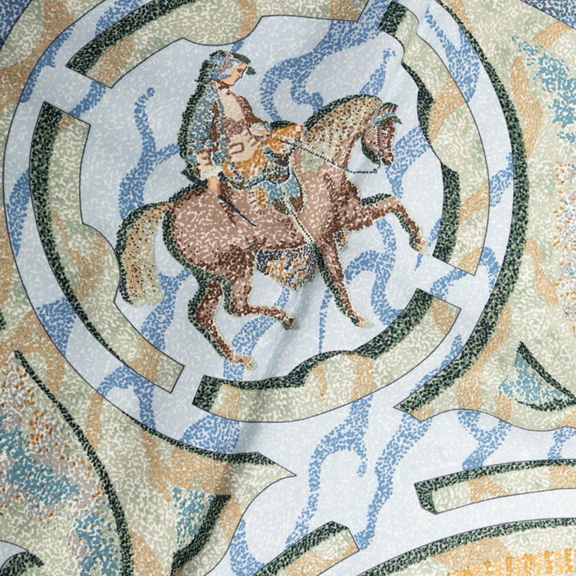 Hermes Hermes Carre 90 PEINTRE DU CHEVAL (The Painter of Horses) Scarf/Muffler, Blue/Green Tones, Silk, Women's, HERMES Size ONE SIZE - 4 Thumbnail