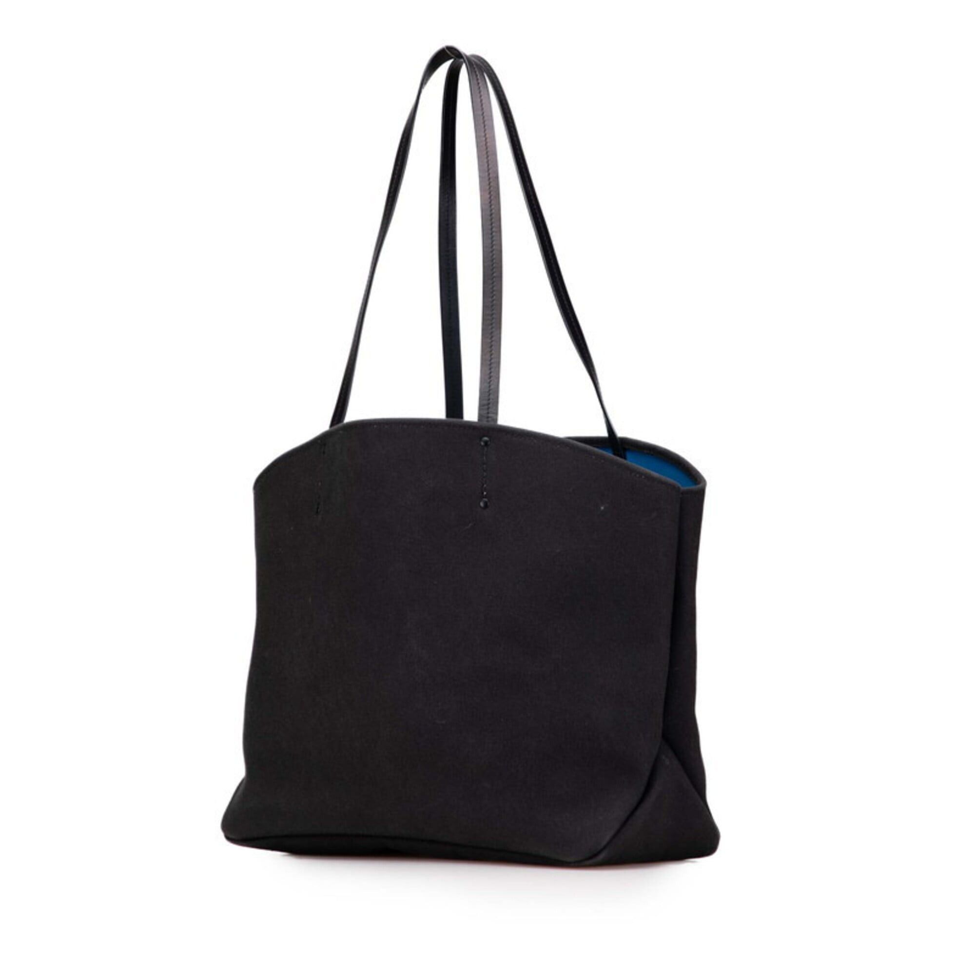 Prada Prada Logo Tote Bag Shoulder Black Canvas Leather Women's PRADA Size ONE SIZE - 2 Thumbnail