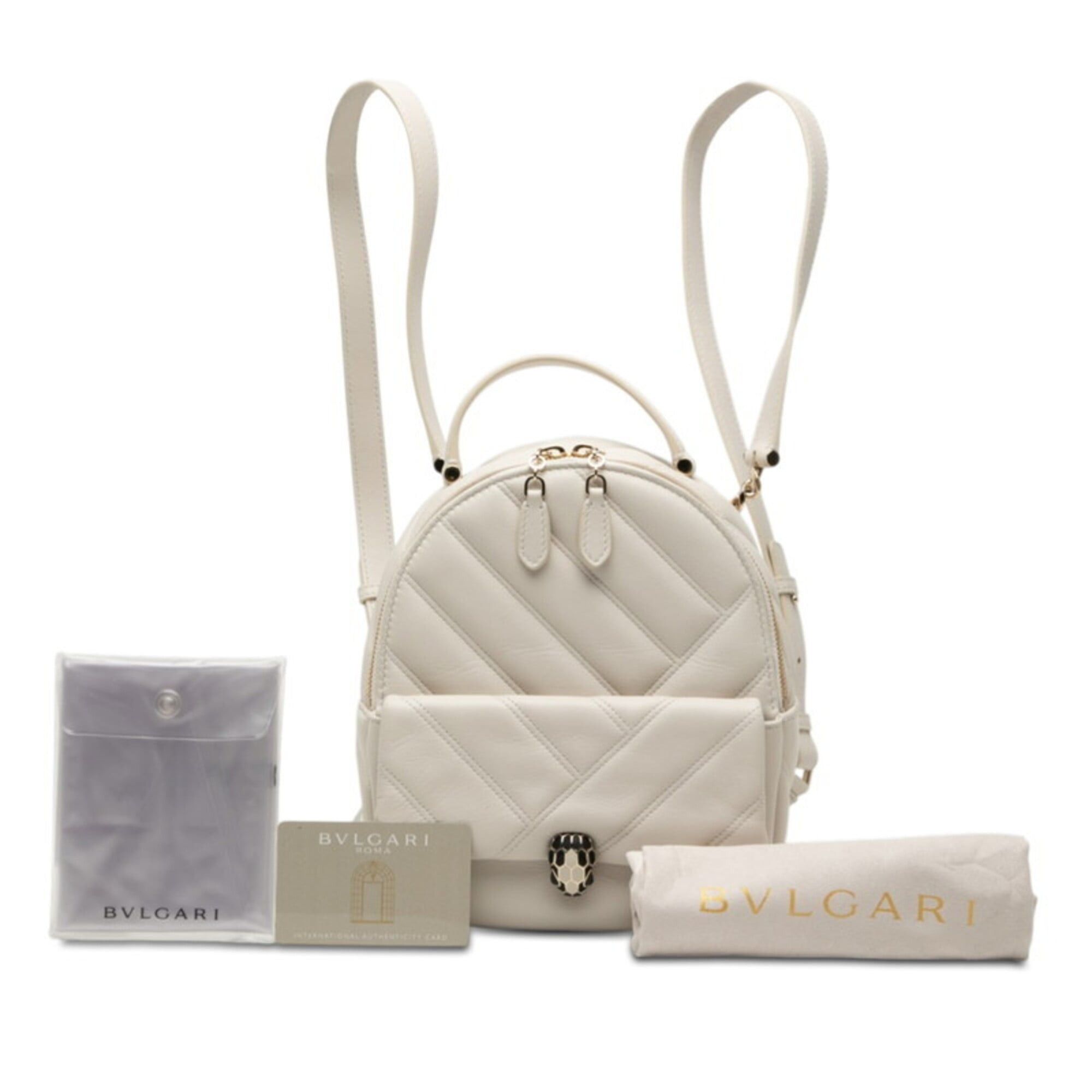 Bvlgari Bulgari Serpenti Cabochon Backpack, Ivory Leather, Women's BVLGARI Size ONE SIZE - 6 Thumbnail