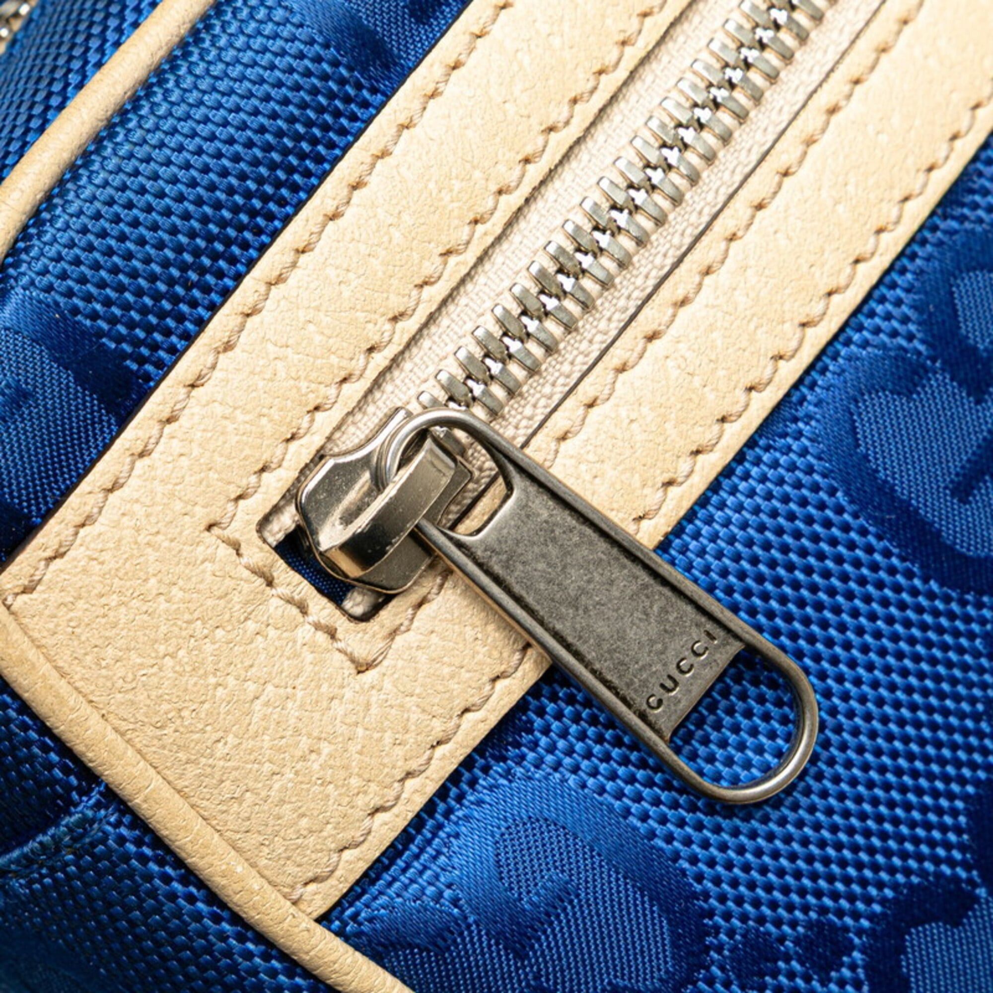 Gucci Gucci GG Nylon Off the Grid Belt Bag Body 631341 Blue Beige Leather Women's GUCCI Size ONE SIZE - 5 Thumbnail