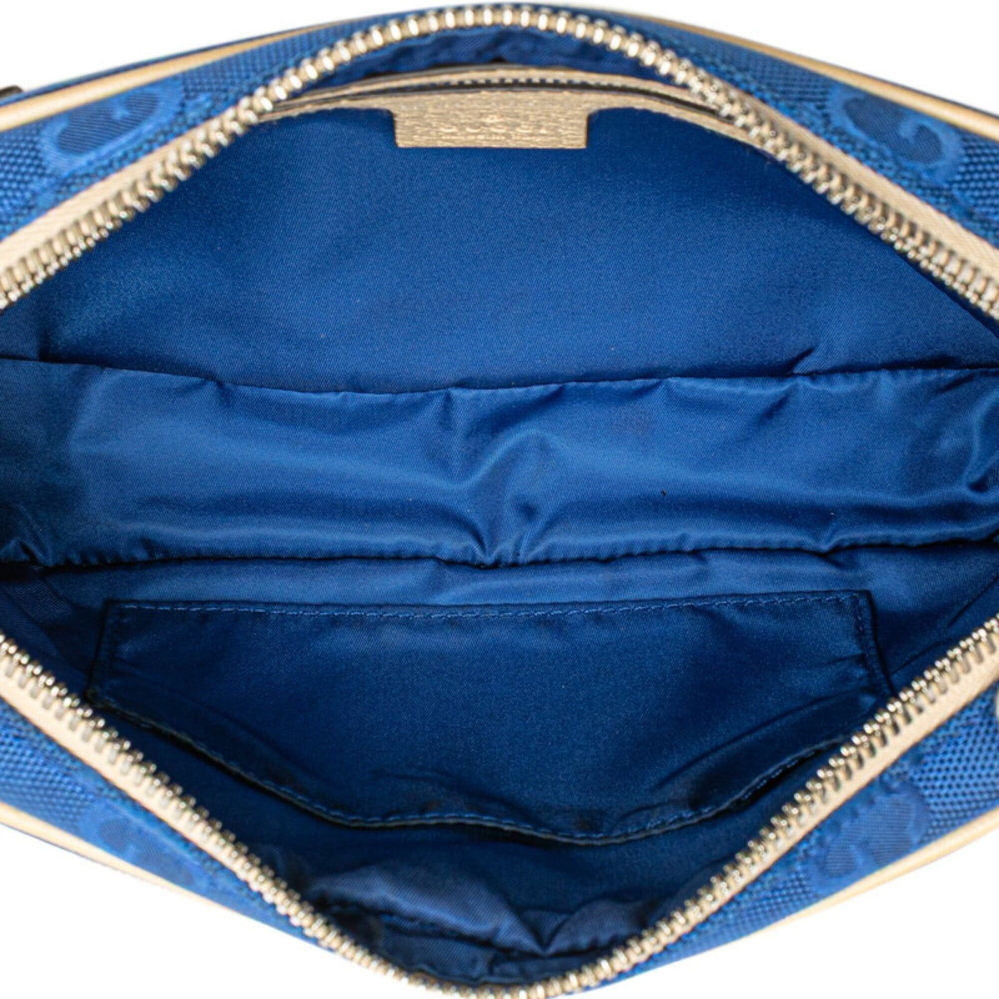 Gucci Gucci GG Nylon Off the Grid Belt Bag Body 631341 Blue Beige Leather Women's GUCCI Size ONE SIZE - 7 Thumbnail