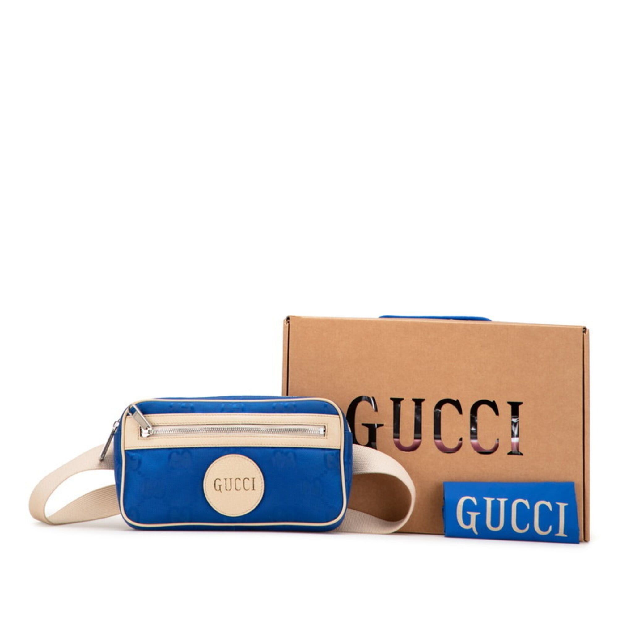 Gucci Gucci GG Nylon Off the Grid Belt Bag Body 631341 Blue Beige Leather Women's GUCCI Size ONE SIZE - 10 Thumbnail