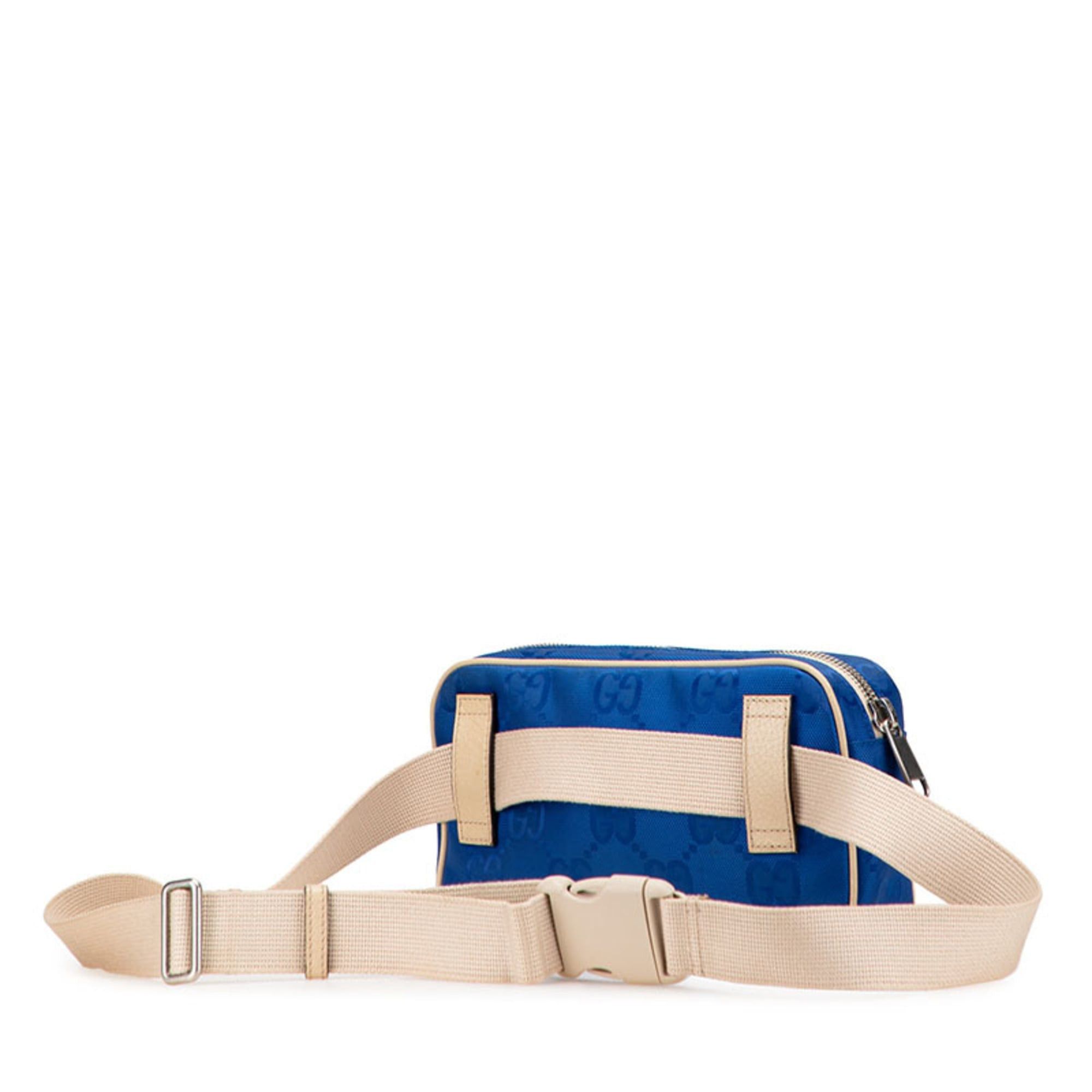 Gucci Gucci GG Nylon Off the Grid Belt Bag Body 631341 Blue Beige Leather Women's GUCCI Size ONE SIZE - 2 Thumbnail