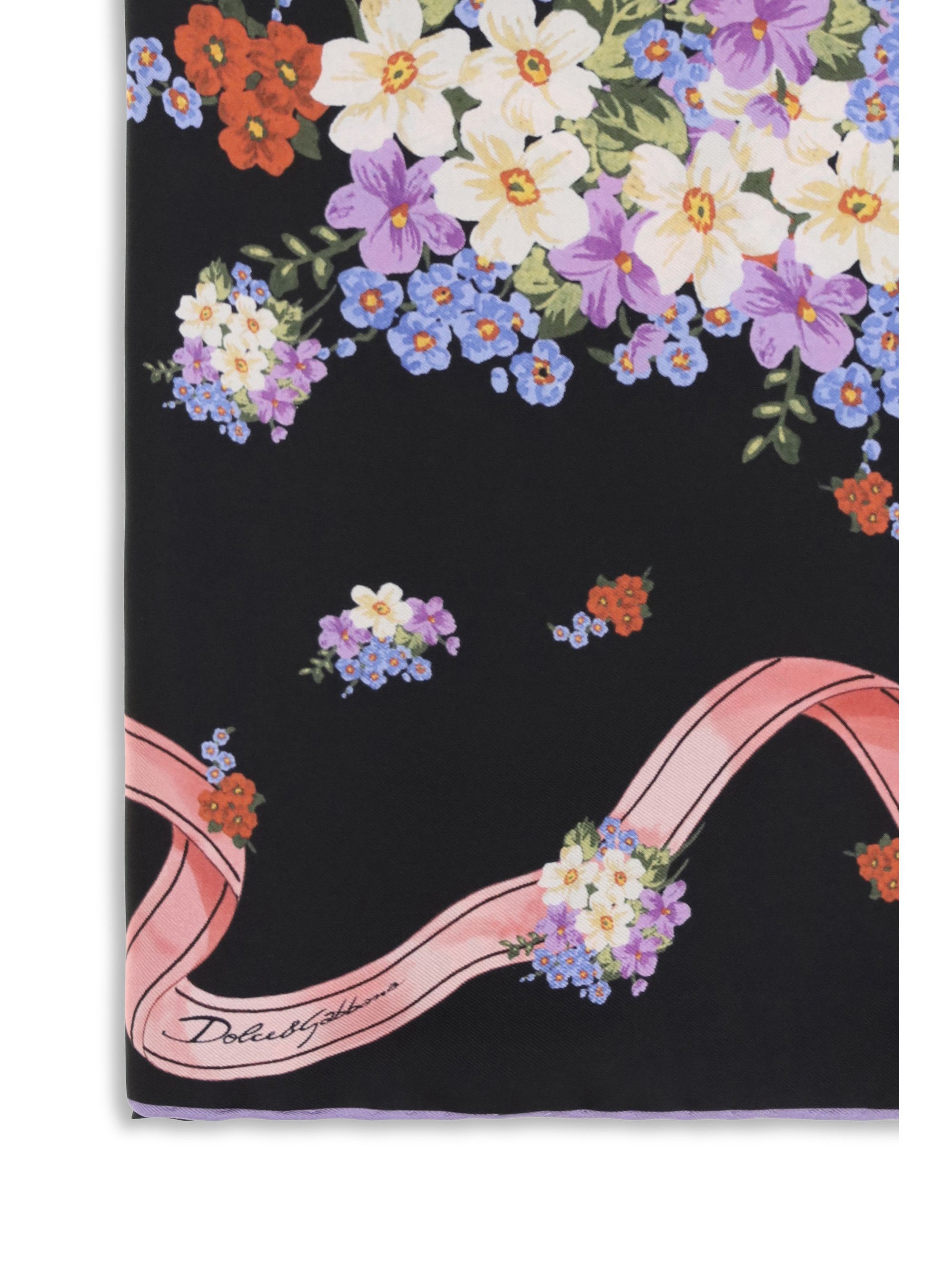 Dolce & Gabbana Silk Scarf with floral print Size ONE SIZE - 3 Thumbnail